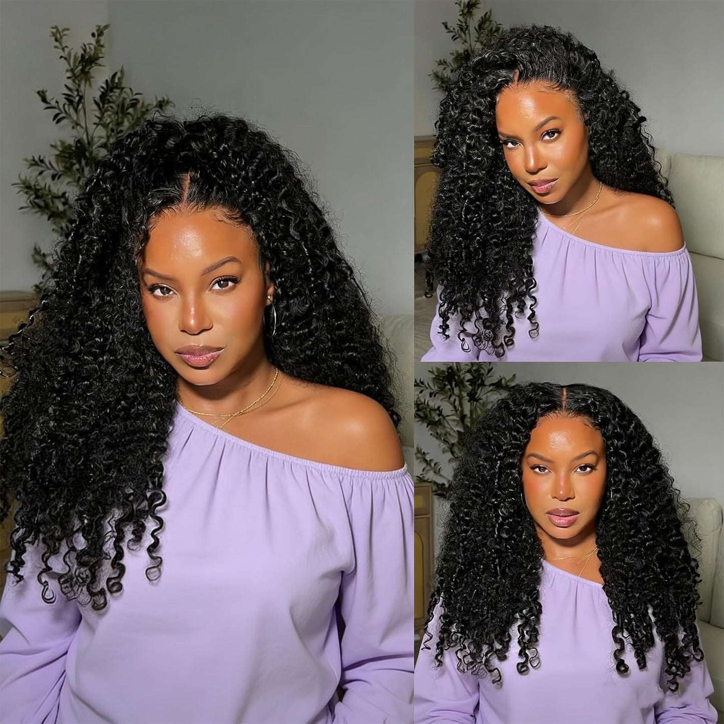 KSFULL Burmese Curly Human Hair Bundles 20 22 24 Inches 3Pcs Water Wave Burmese Curly Bundles Hair Weave with Spiral End 3C4A Quick Weave Hair for Women Natural Black