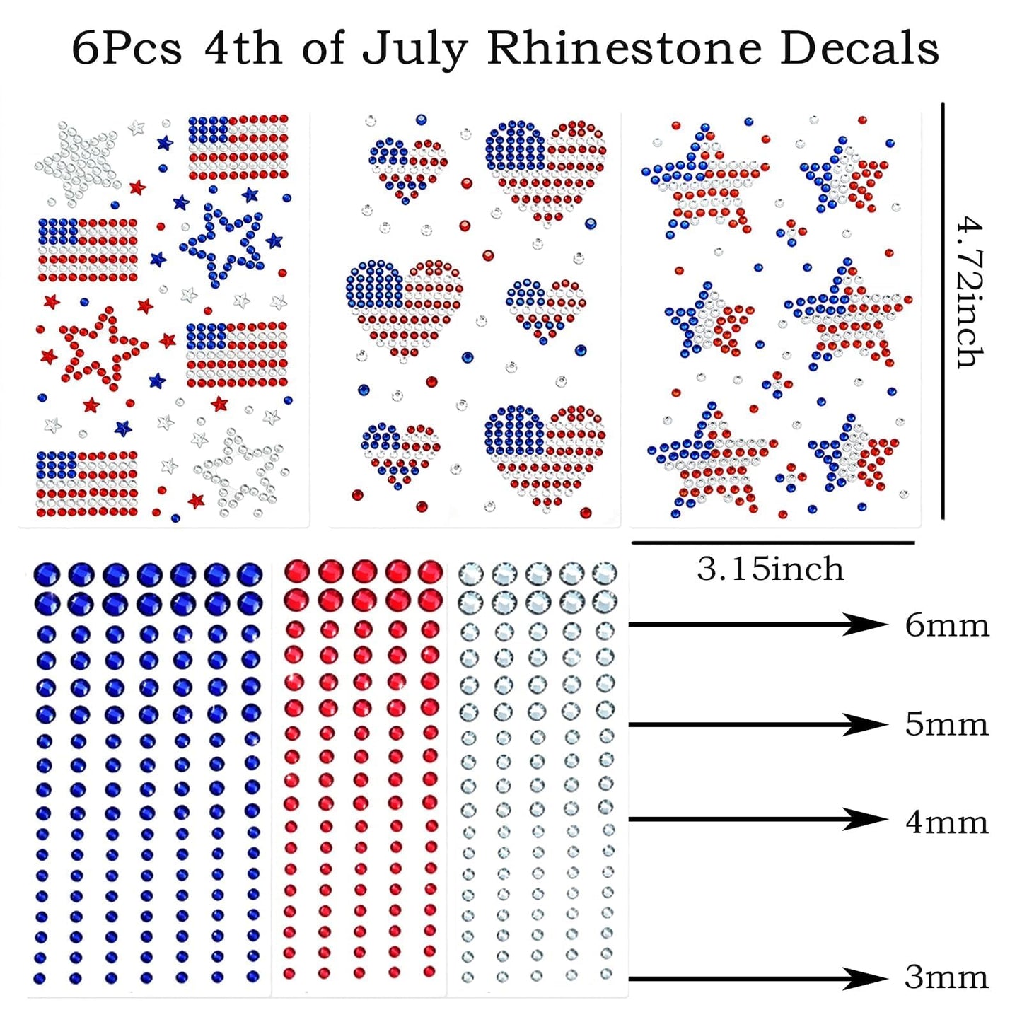 4th of July Face Gems Self Adhesive Blue Red Star Face Jewels for Women, American Flags Face Rhinestones Stickers Fourth of July Accessories Country Party Decorations for Face Body Hair