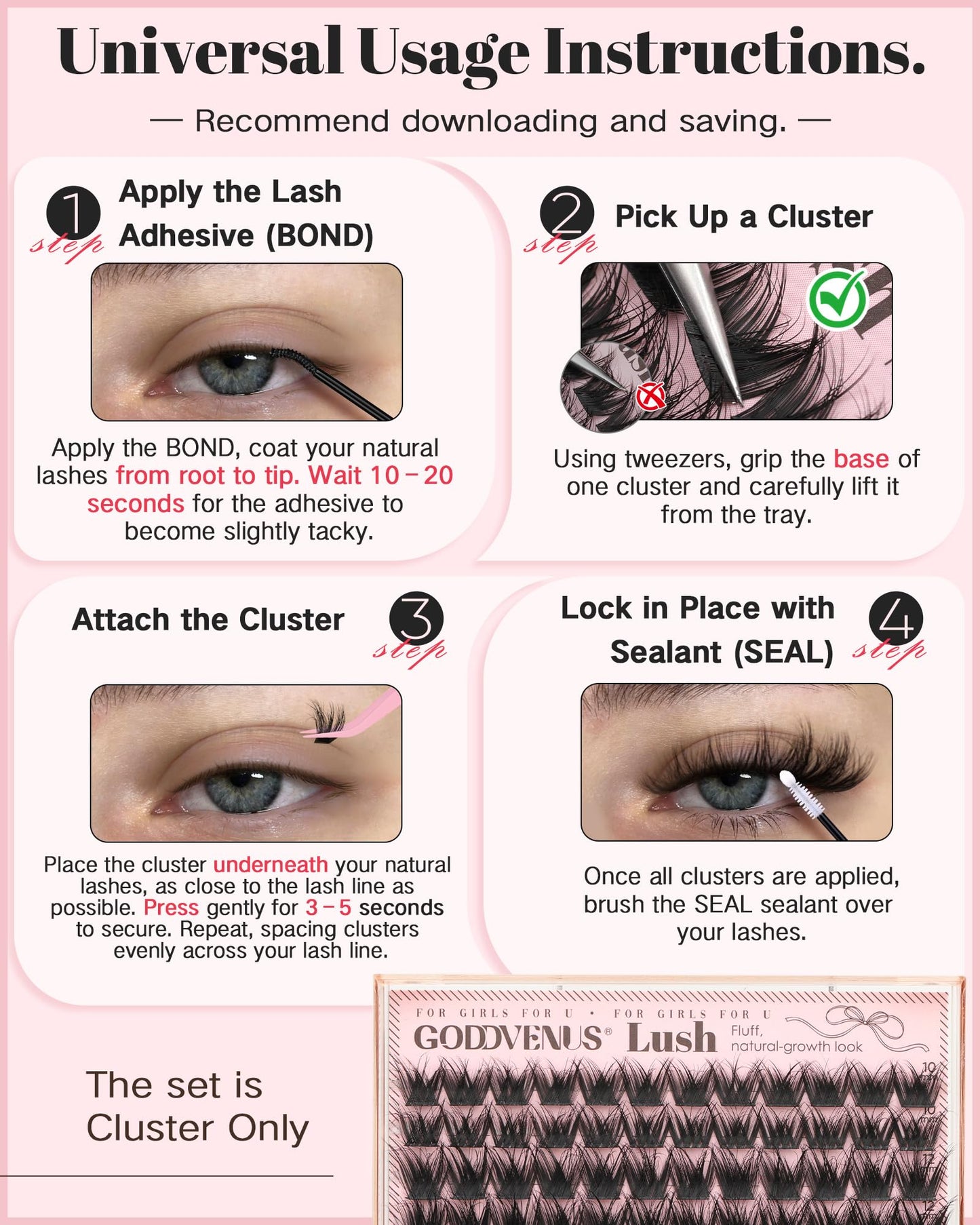 Goddvenus Fluffy Eye Lash Clusters Wispy Eyelash Clusters, D Curl Cluster Eyelash Extensions Natural Look Individual Lashes, 10-16mm False Eyelashes for DIY Lash Extensions