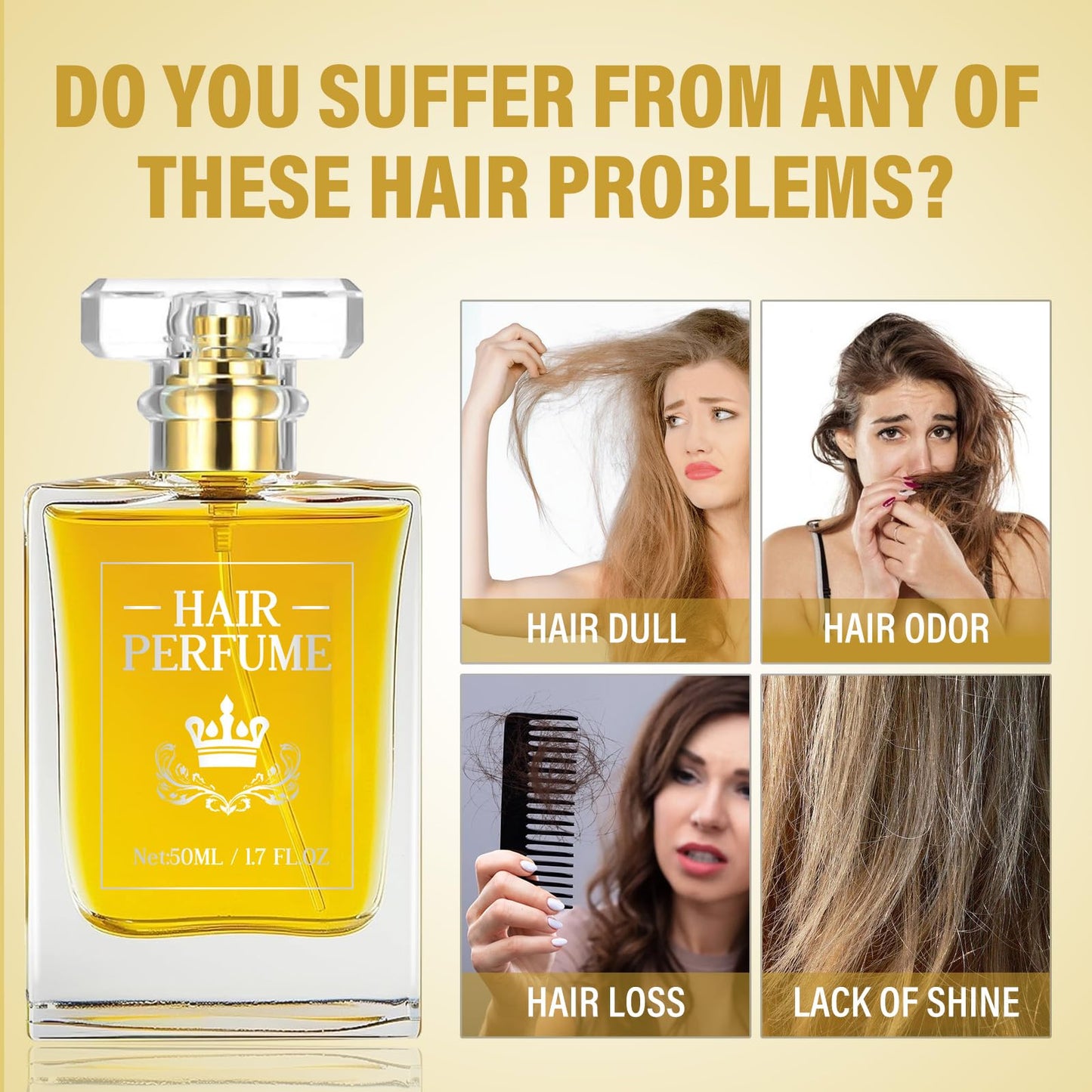 Hair Perfume, Moist Essential Oils for Dry Damaged Hair, Long-lasting Hair Refreshes Mist, Nourishing Dry Hair, Provides Softness and Brilliant Shine, Fragrance Pheromone Perfume for Women, 1.7fl oz