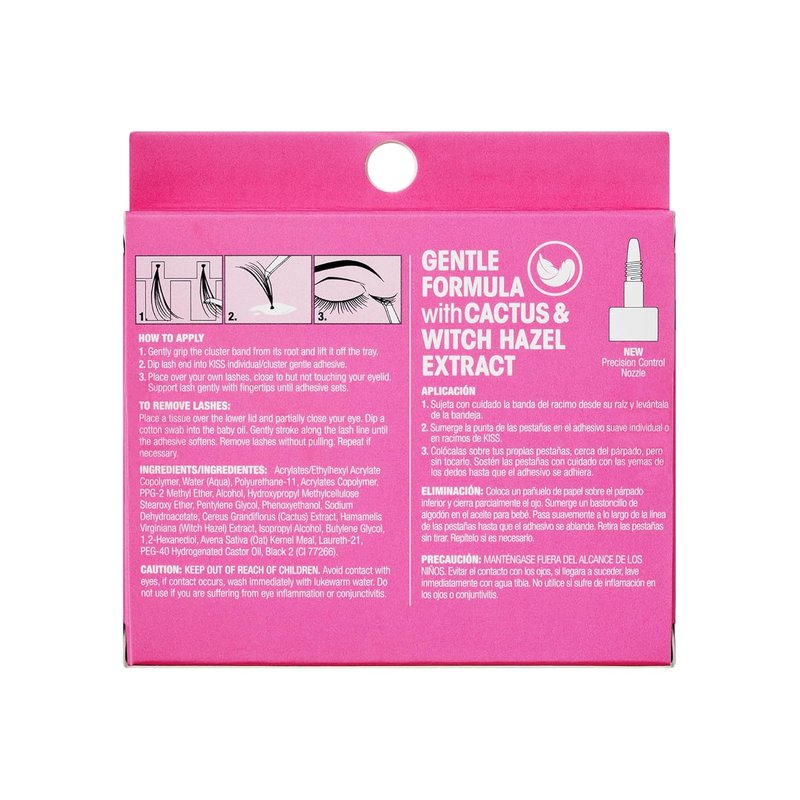 Kiss Individual Lash Cluster Adhesive - Gentle Waterproof Formula with Cactus & Witch Hazel | 7-Day Hold, 6.5g Black