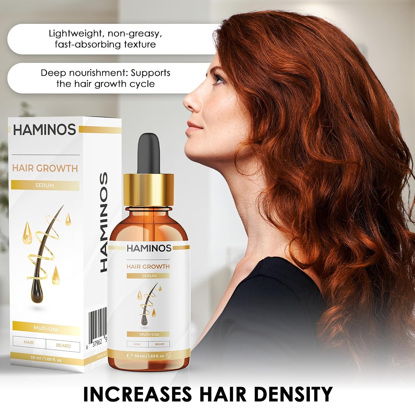 Hair Growth Serum - Rosemary, Ginseng & Ginger Formula | Stimulates & Strengthens Hair - 50 ml (1.69 Fl Oz)
