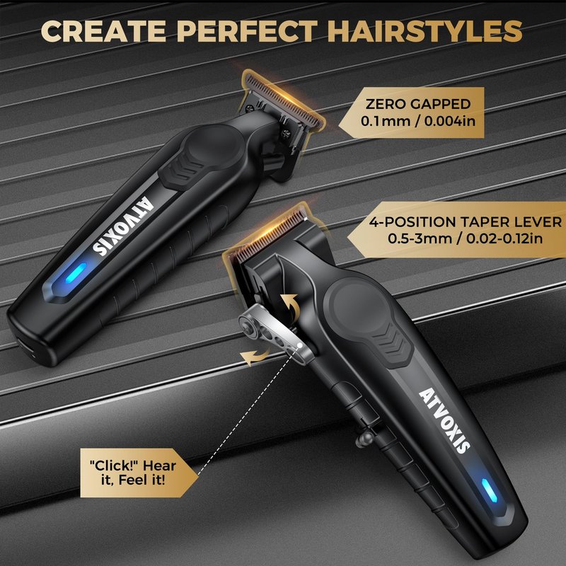 ATVOXIS Hair Clippers for Men Professional, Barber Clippers and Trimmers Set, Cordless Hair Clippers, Hair Cutting Kit, Barber Kit, Haircut Kit, Maquina para Cortar Pelo De Hombre (Black)