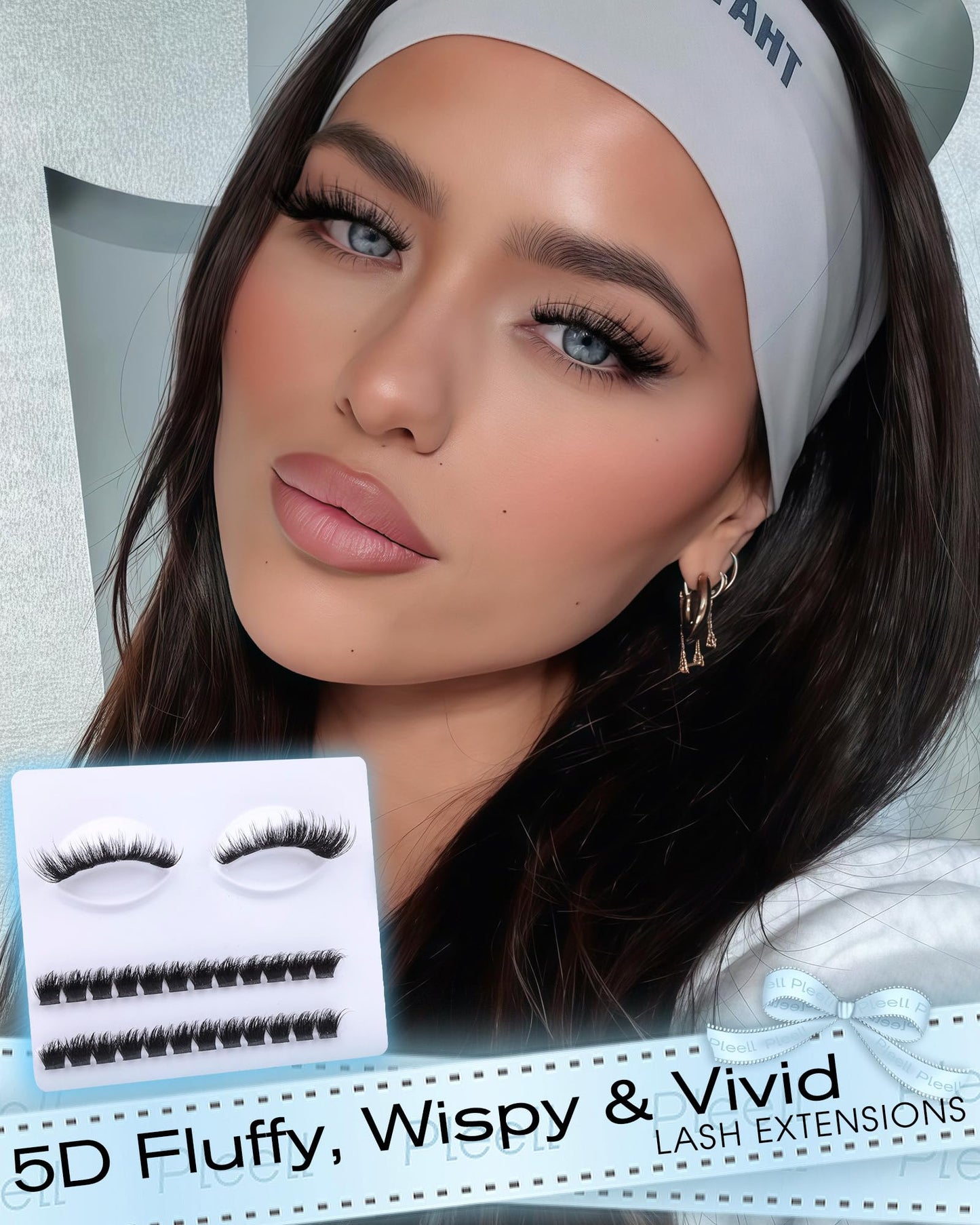 Fluffy Lash Clusters Wispy Eyelash Clusters 10-18mm DIY Cluster Eyelash Extensions D Curl Fairy Lashes Clusters Volume Individual Lashes with Wide Band by Pleell