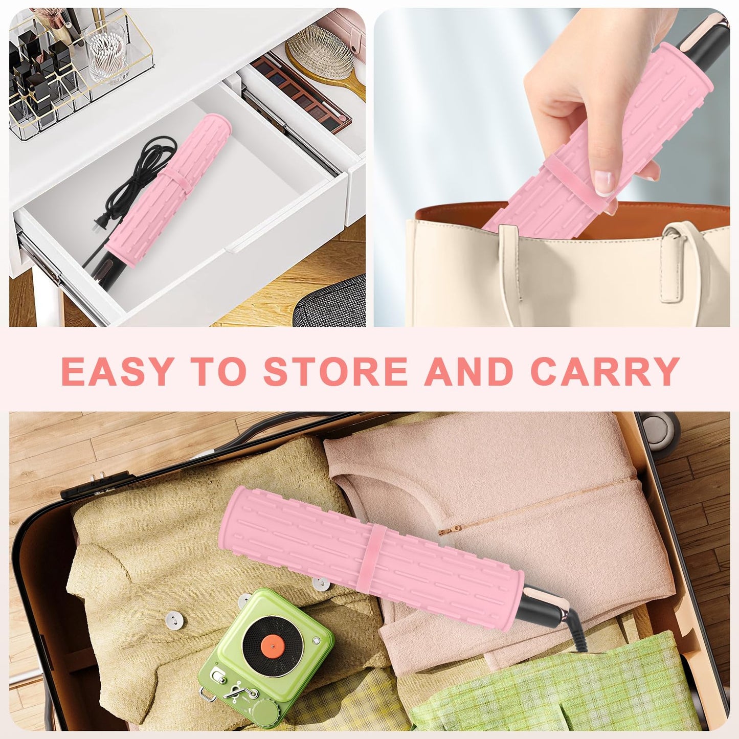 AMIJEAL Oversize Silicone Heat Resistant Mat for Hair Tools, Curling Iron Mat, Hot Tools Holder, Portable Flat Iron Hair Straightener Pad Cover for Travel Vanity Salon(14.2" x 11.0")