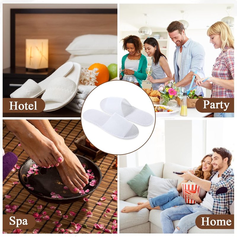 Disposable Slippers for Guests - 48 Pairs Soft Open & Closed Toe Non-Slip Hotel Spa Slippers | Ideal for Home, Travel, Weddings