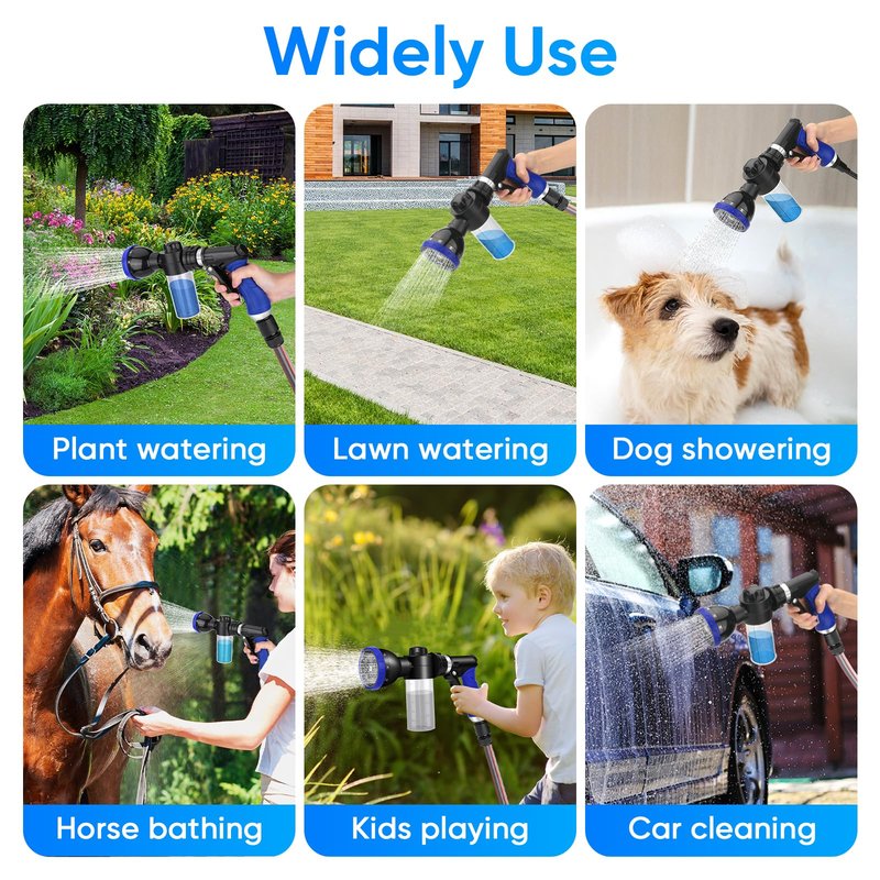 Dog Shower Attachment Water Hose Nozzle Sprayer Set with Metal 3-Way Diverter & 6.6 Ft Long Hose, Tub Faucet for Shower Arm Easy Faucet Pup Pet Bathing Sprayer Washer Kit