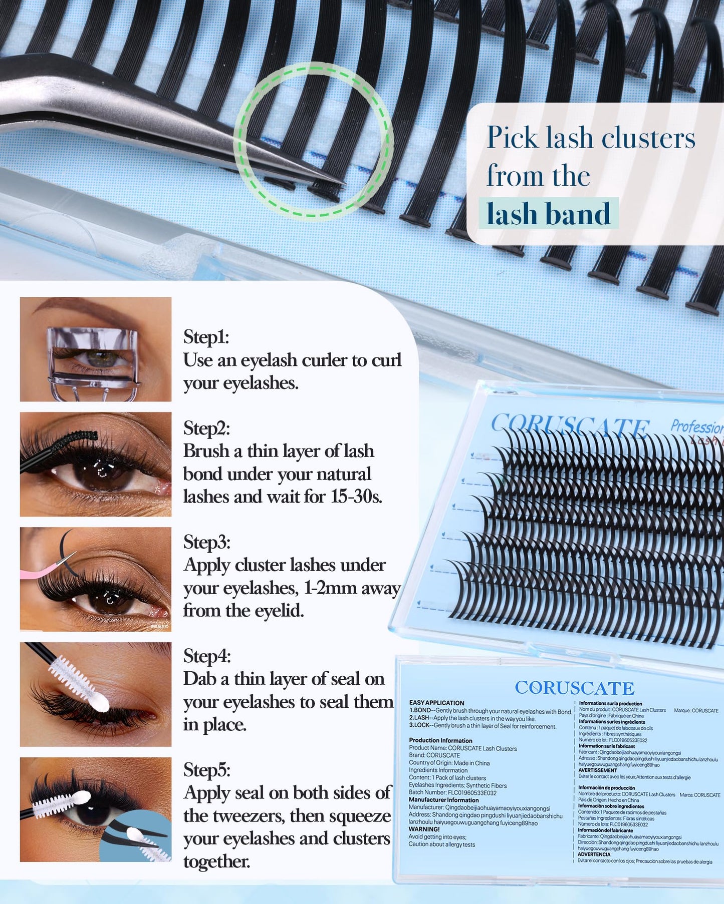 CORUSCATE Lash Clusters Spikes 16mm-22mm Lash Spikes Fairy Eyelash Spiky