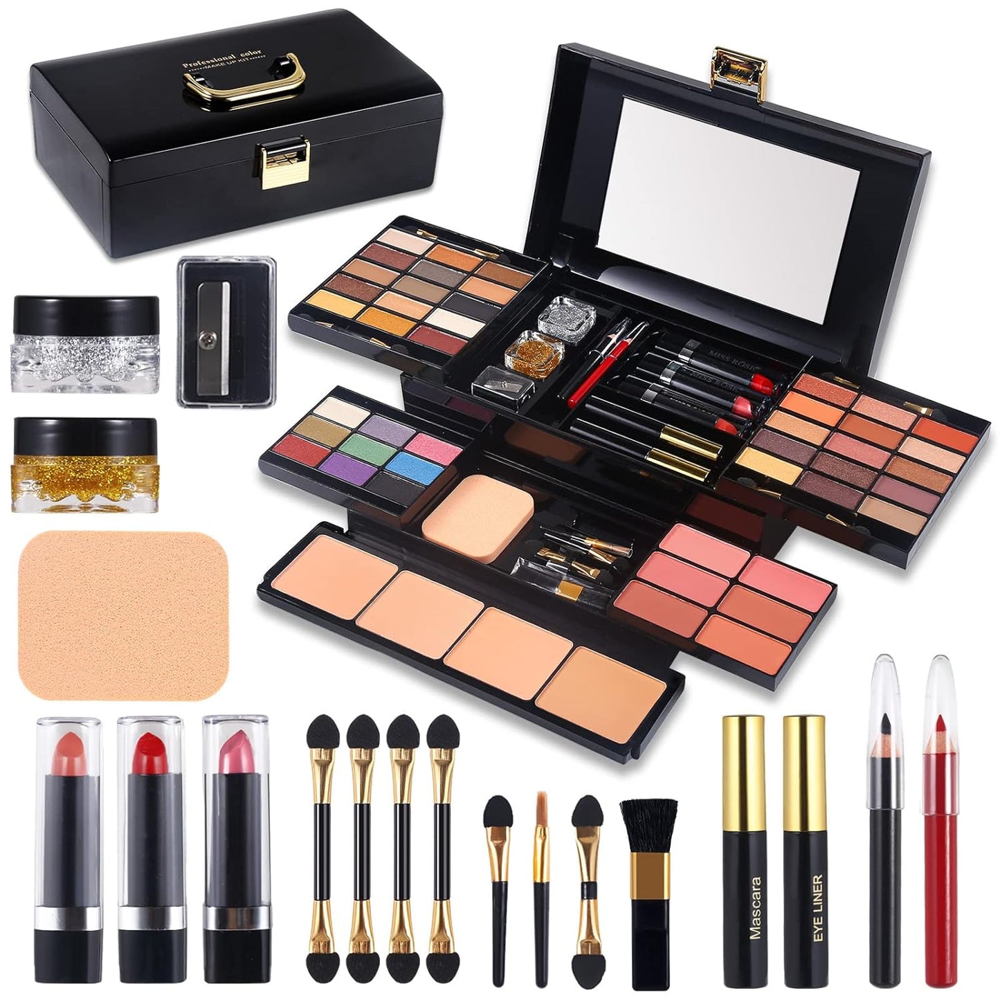 Professional Makeup Kit for Women | 177 Colors All-in-One Palette with Mirror, Brushes & Accessories