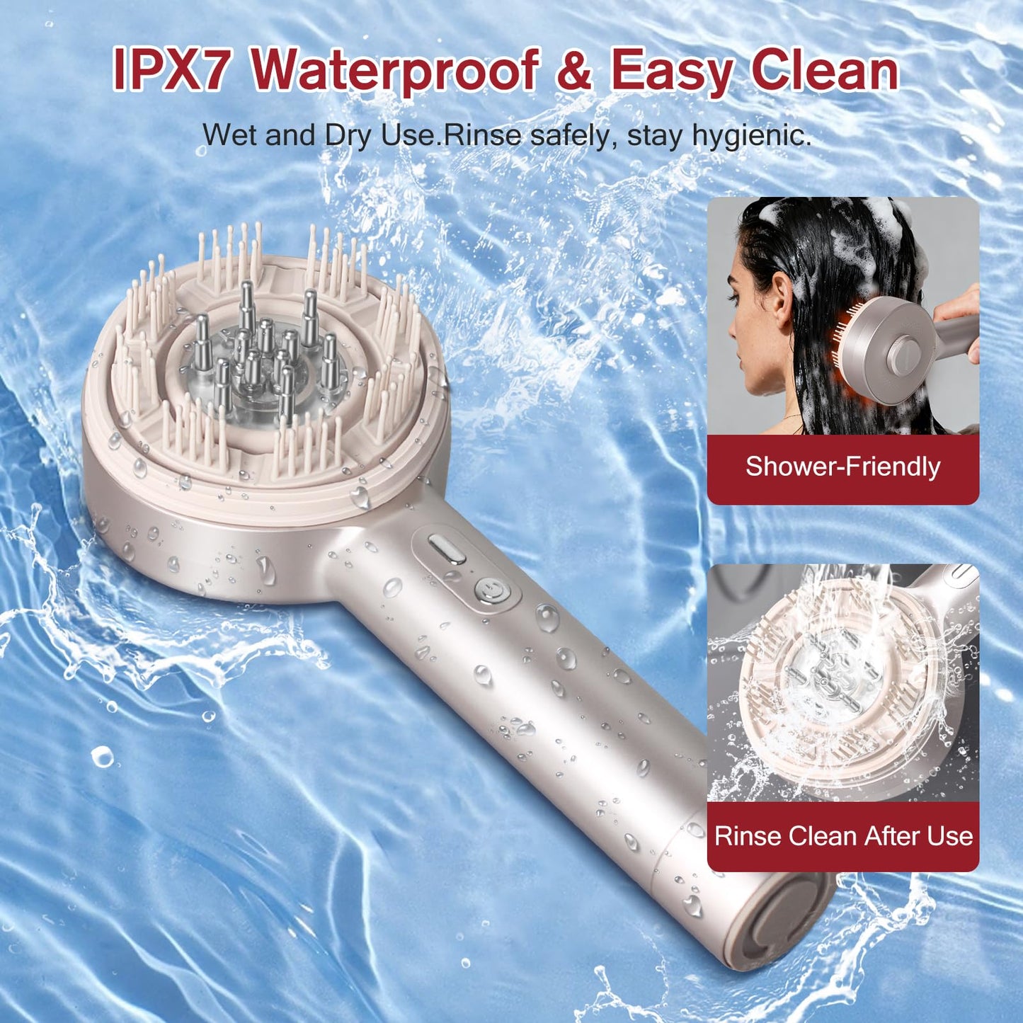 BEKOIUP 4-in-1 Electric Scalp Massager, Cordless Head Massager with Hair Oil Dispenser, IPX7 Waterproof, Portable Scalp Grooming Brush for Home & Travel, White