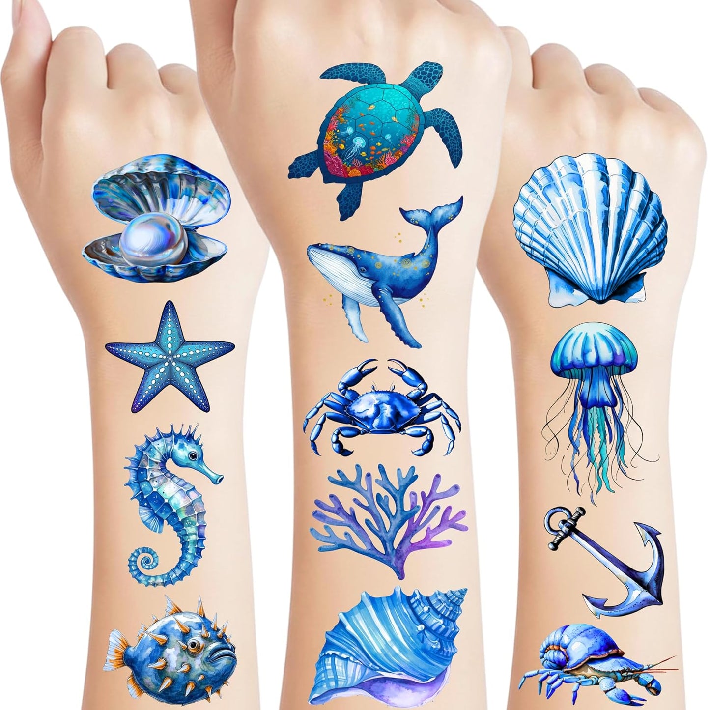 Mermaid Temporary Tattoos - Under The Sea Party Decorations & Favors for Kids | Fun Gift Idea