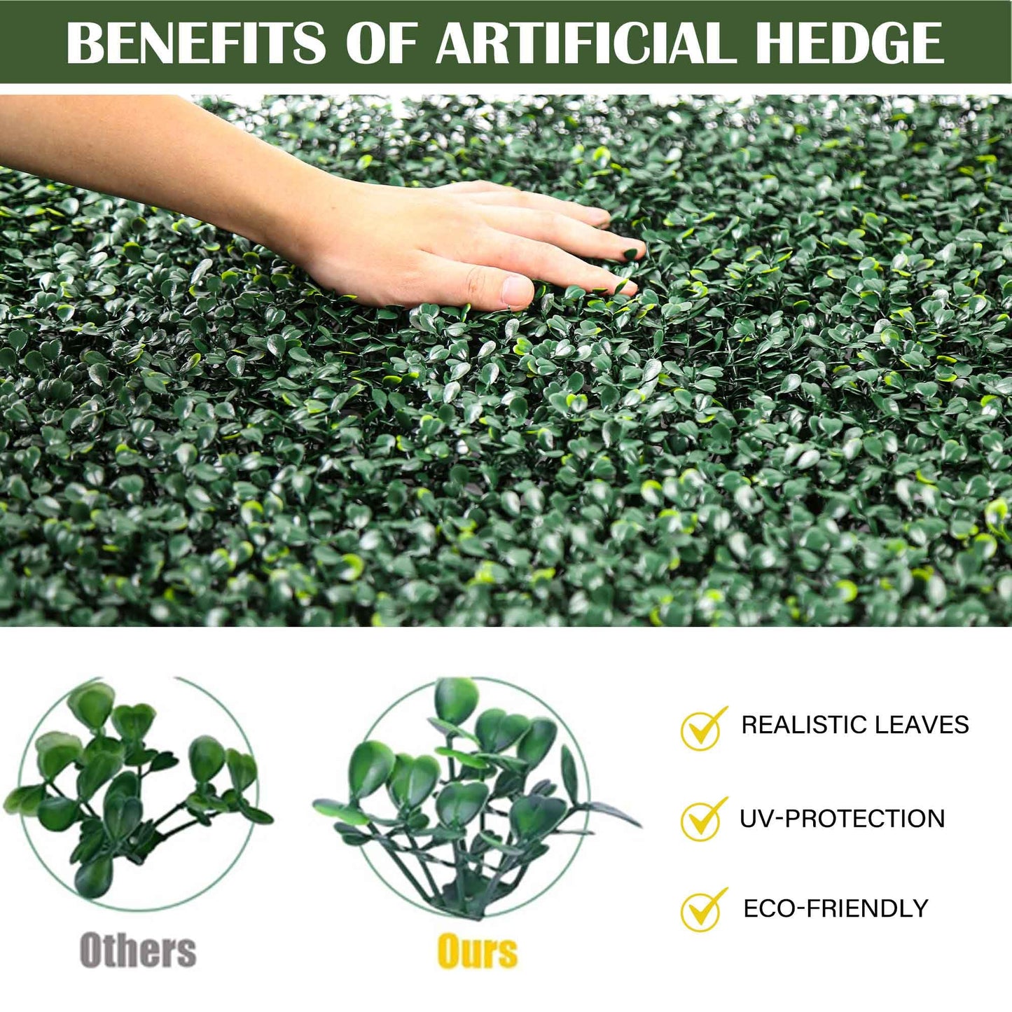 TURF XPRESS 12PCS 10"x 10" Artificial Boxwood Wall Panels, UV-Anti Grass Wall Hedge Plant Panels for Indoor Outdoor Green Wall Decor Ivy Fence Covering Privacy