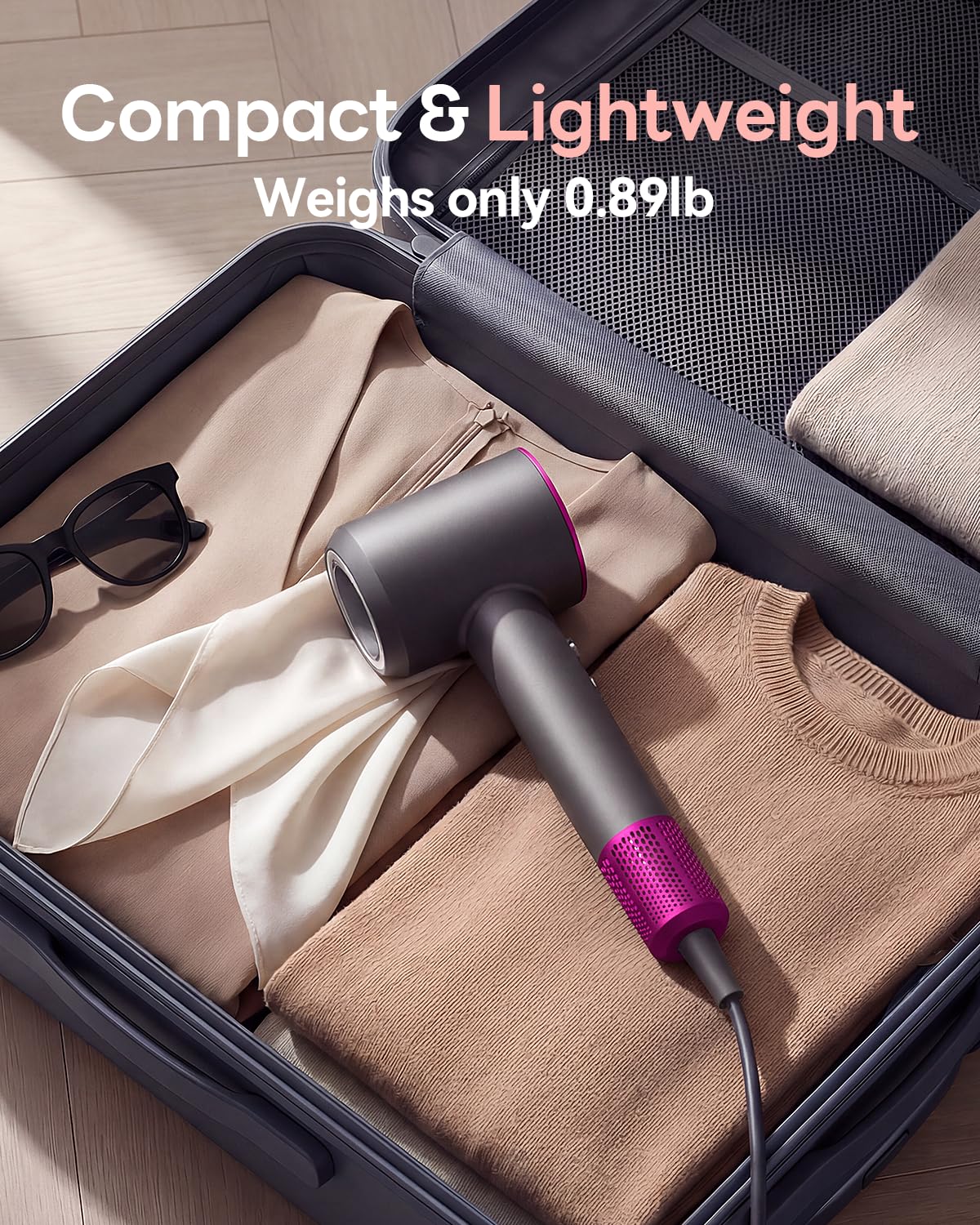 DZDVO Hair Dryer, 160000RPM with 500M Ionic Negative, Blow Dryer with Diffuser, Fast Drying Hairdryer for Women and Men, Thermo-Control Lightweight Quiet for Curly Hair, Home Travel Salon