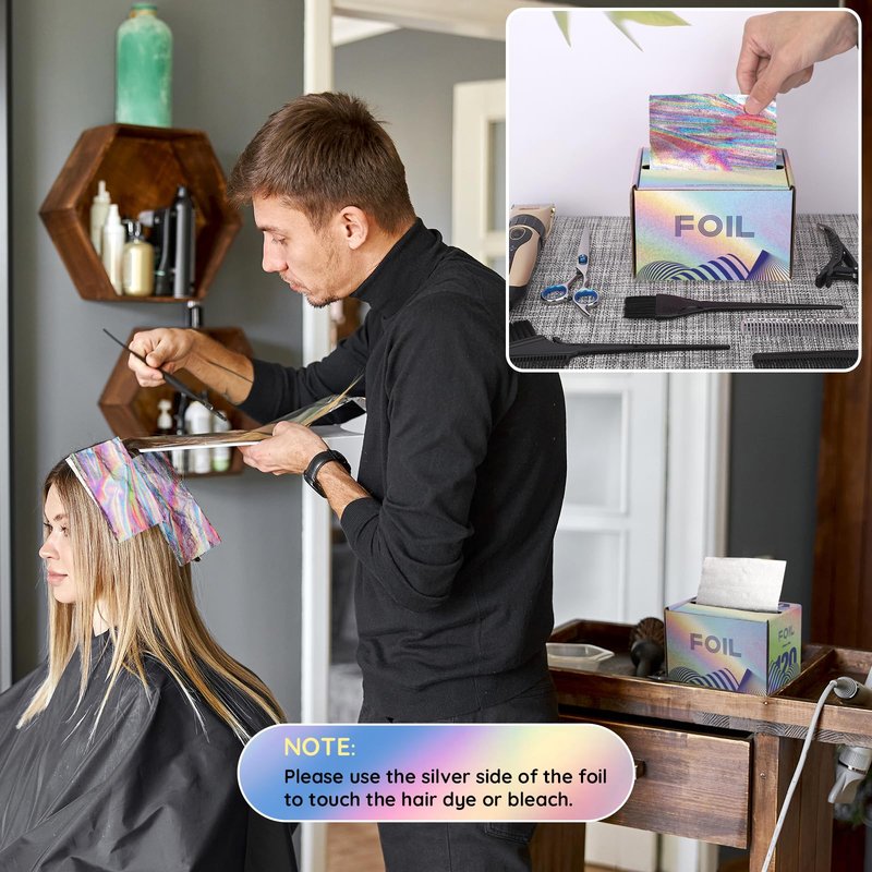 Segbeauty Aluminum Foil Roll For Hair, 50 m Colorful Embossed Hair Foils Professional Hair Coloring Hair Dye Tools, Foil Paper Aluminum Foil Sheets Hair Highlighting Kit Barber Balayage and Bleaching