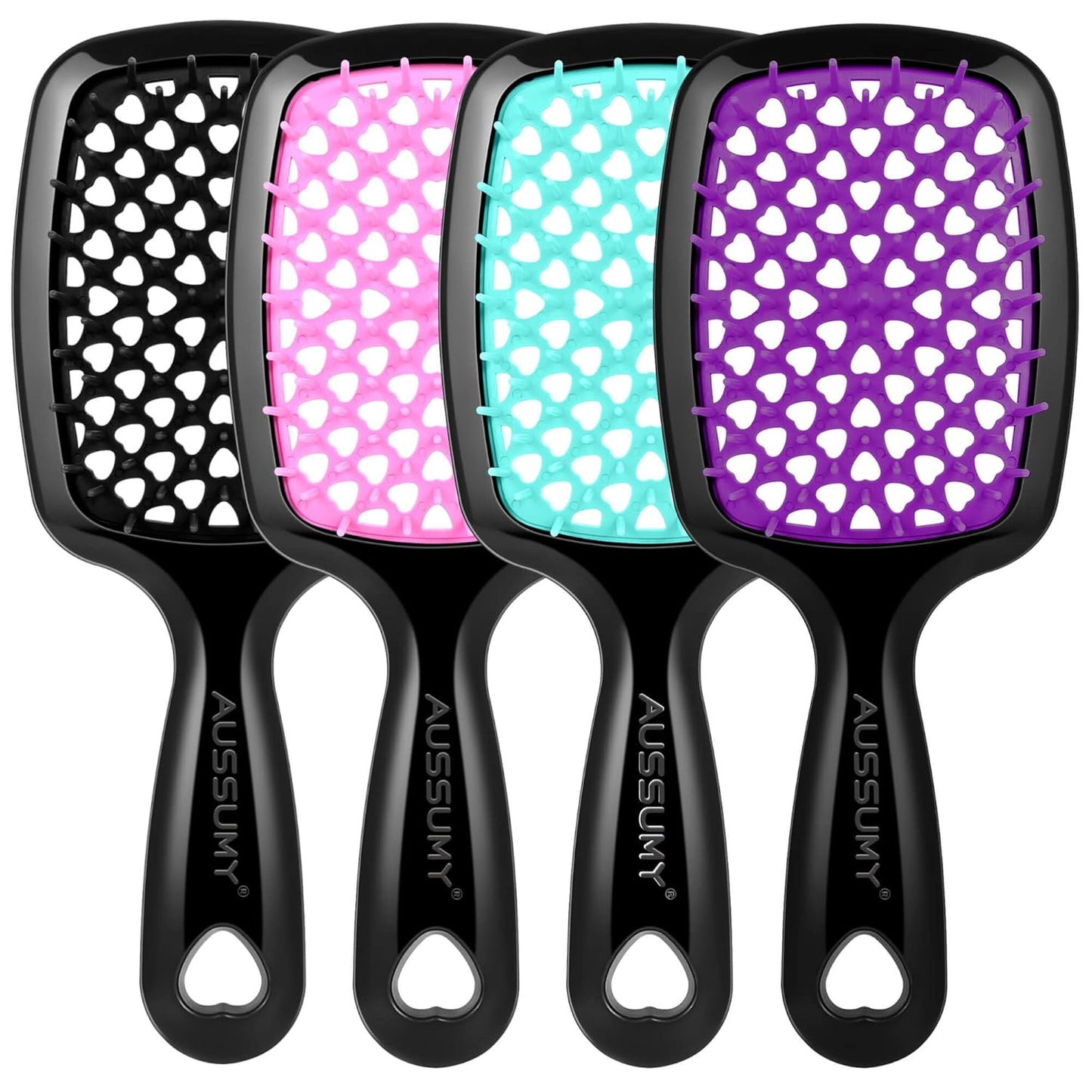 Vented Detangling Hair Brush Set - Soft Bristles for Effortless Tangle-Free Styling | Ideal for Curly, Straight, Wet, Dry Hair - Magenta - 2 Pack