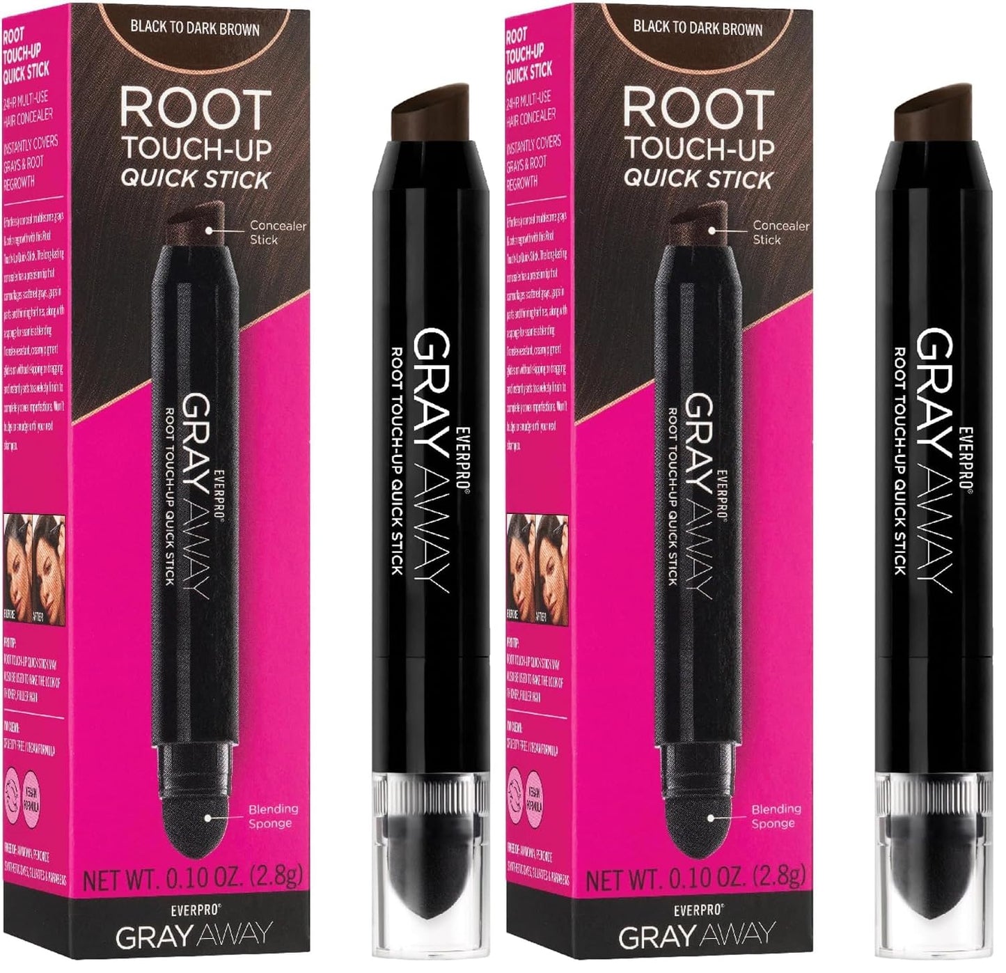 Gray Away Root Touchup Stick - Quick Application for Black/Dark Brown Hair | 0.1 Oz