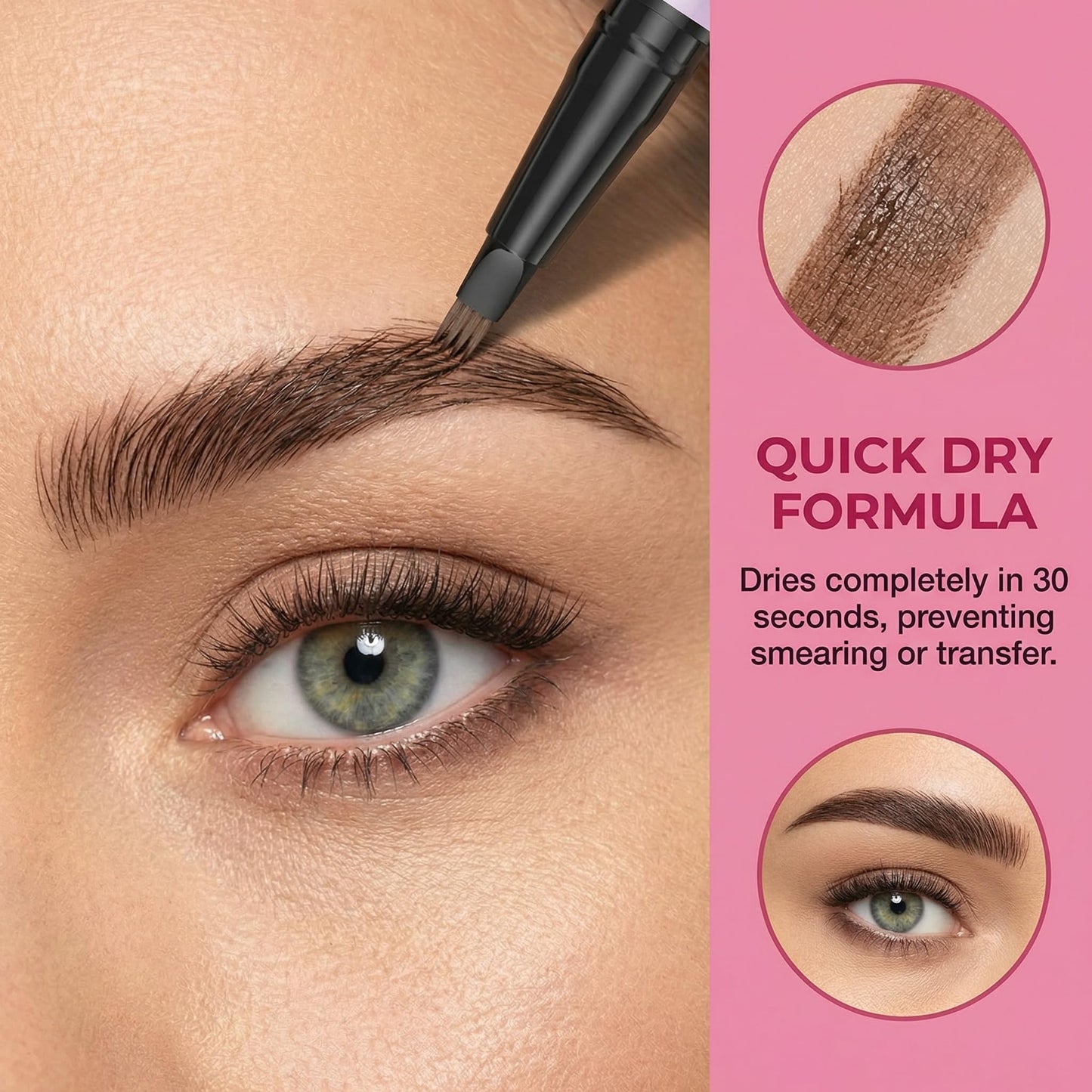 NyxaraJH 2-in-1 Eyebrow Pen and Gel Set, 4-Tip Ultra Precise Brow Shaping, 5 Hair Color Matching Shades, Transparent Sealing Gel, Natural Definition, 3#Dark Brown