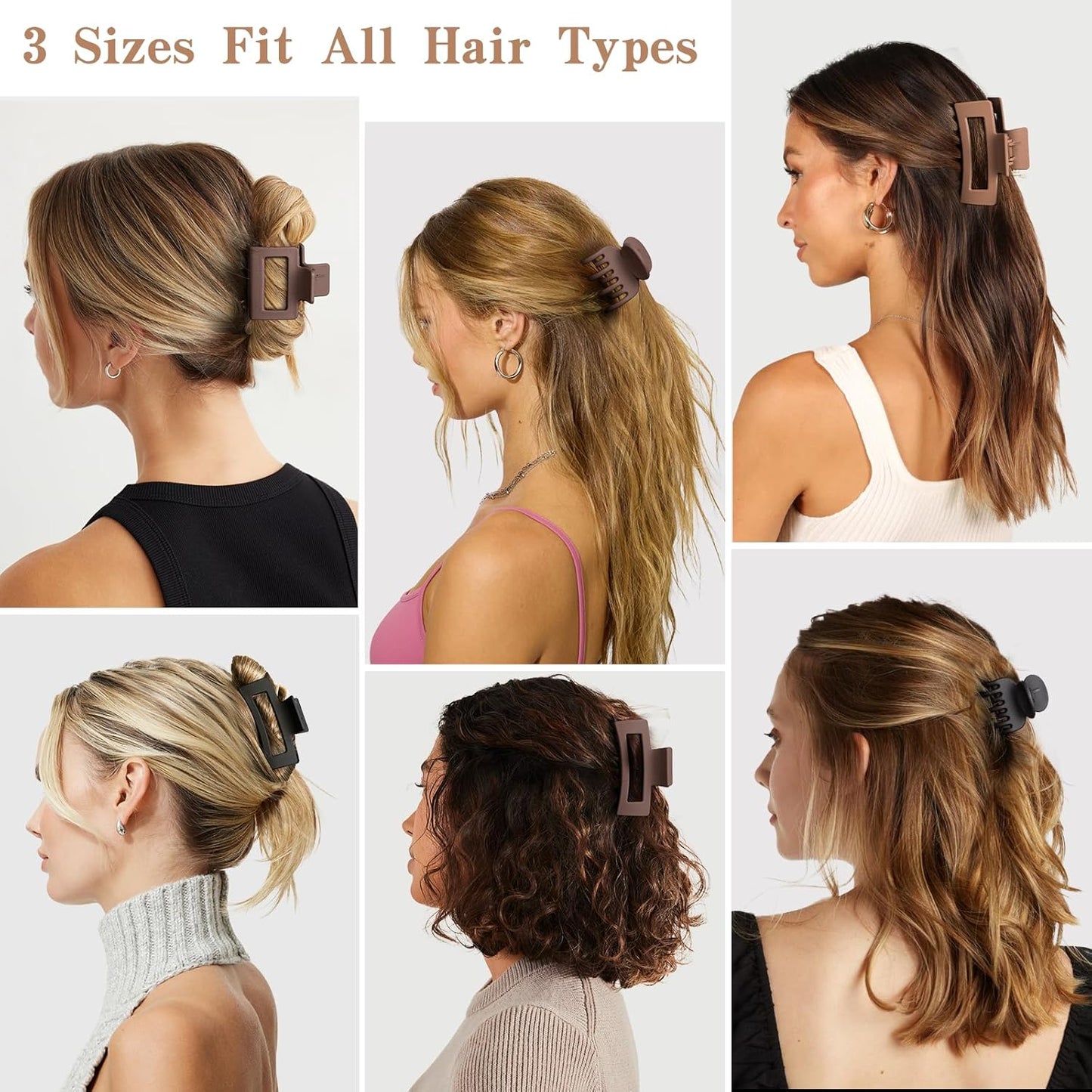 Hair Claw Clips Set - 12 PCS for Women | Small, Medium & Large Clips for All Hair Types - Black