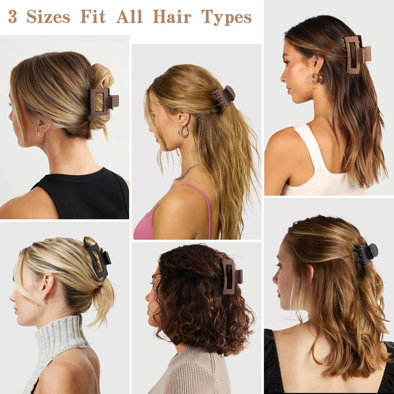 Hair Claw Clips Set - 12 PCS for Women | Small, Medium & Large Clips for All Hair Types - Black