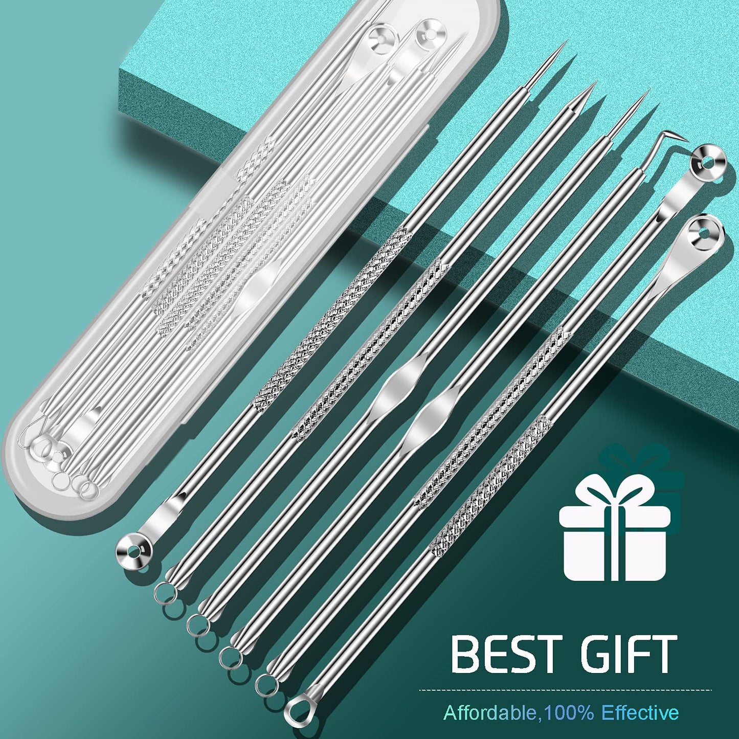 8PCS Blackhead Remover for Face, Pimple Popper Tool Kit, Comedone Pimple Extractor, Acne Whitehead Blemish Removal Kit, Professional Stainless Steel Clean Tools
