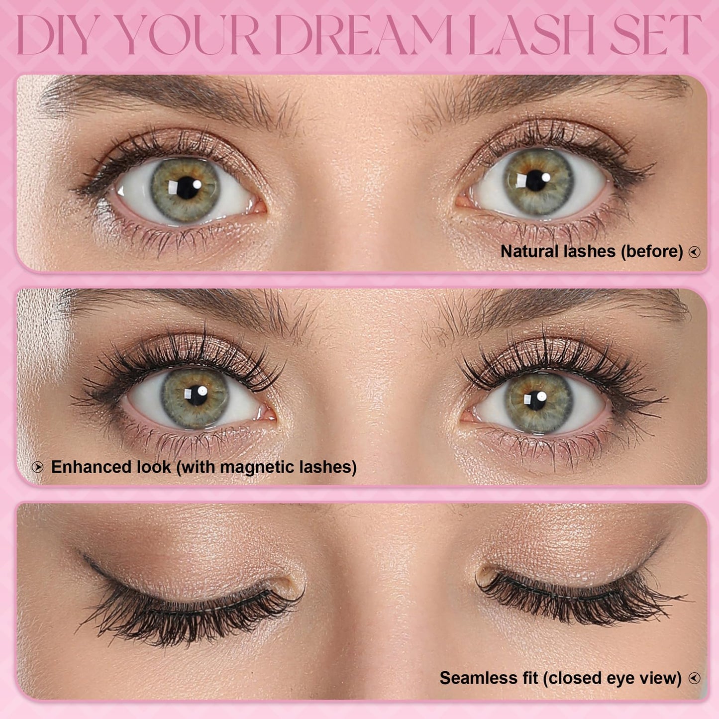 FrisLead Fake Magnetic Eyelashes with Applicator