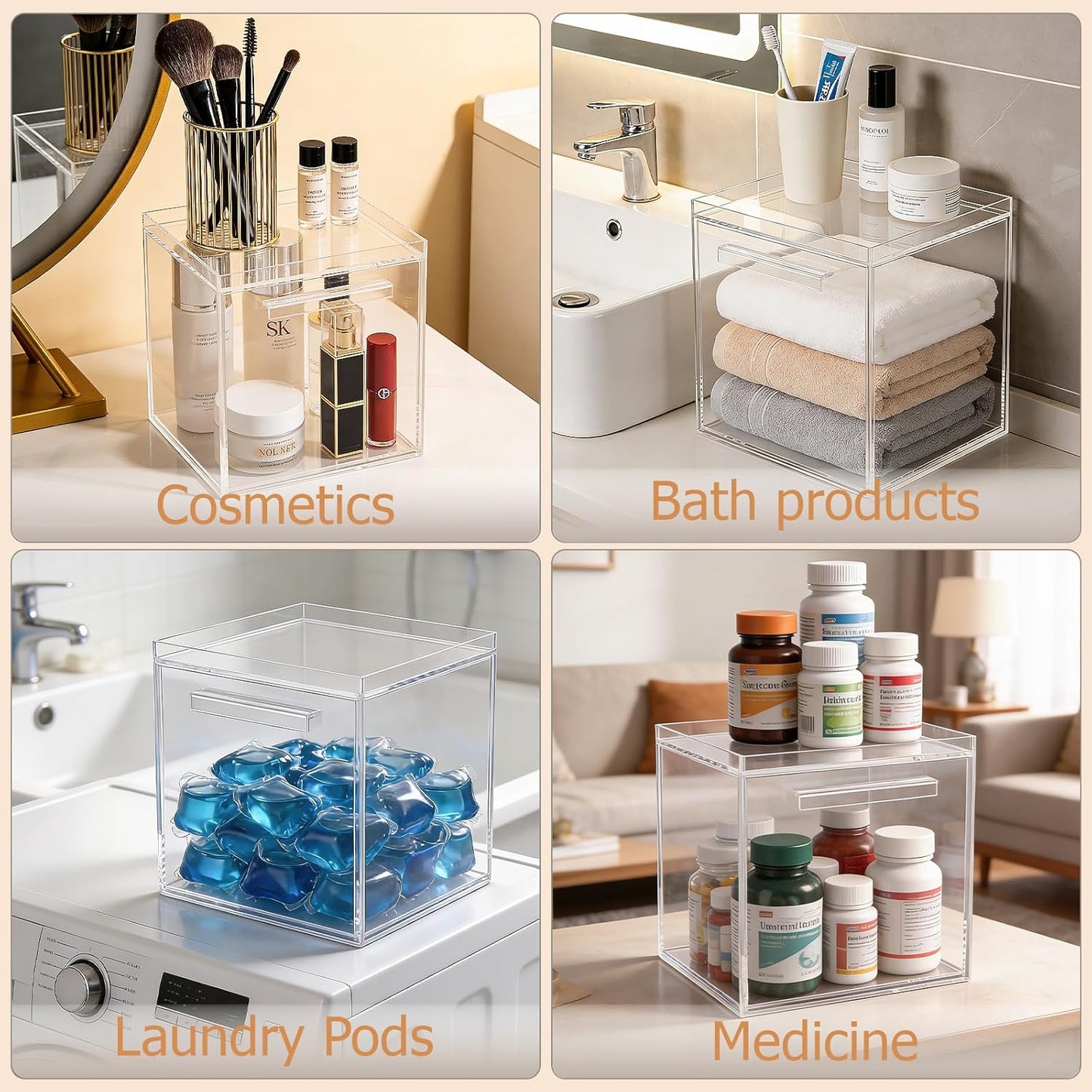 Disposable Face Towels Holder - Acrylic Storage Box for Clean Skin Club Towelettes | XL Bathroom Counter Organizer, Clear