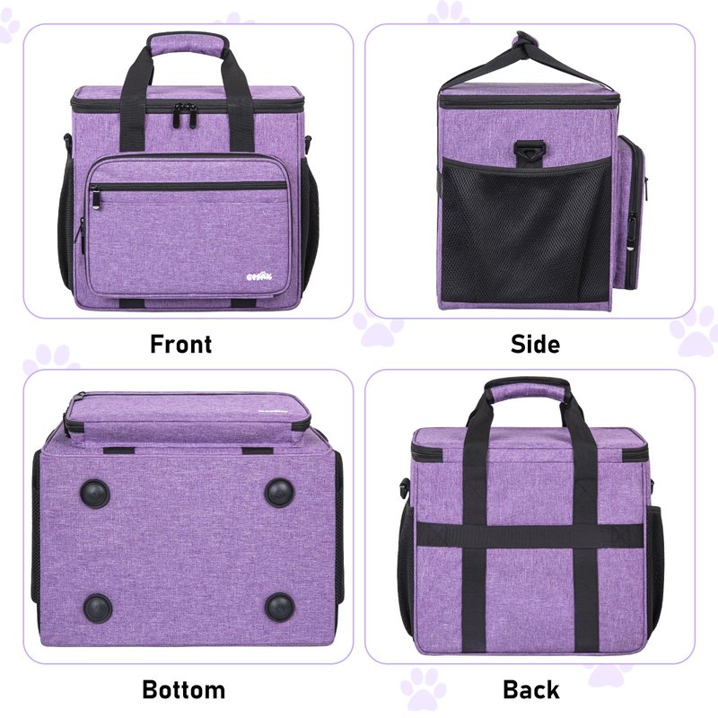GMAK Pet Grooming Bag, Dog Grooming Tote Bags Supplies Organizer Case Pets Tools Organizer Tote for Dog Cat Grooming Tool Kit and Accessories, Purple(Bag Only)