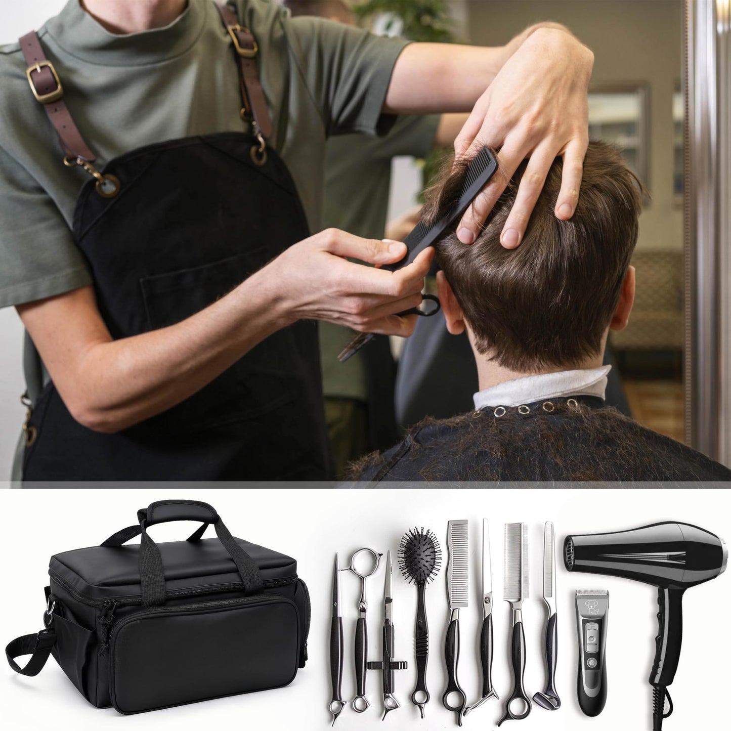 Barber Supplies Bag Protable &Multiple Pockets,Soft Than Barber Case, Large Capacity Hairdresser Bag with Adjustable Dividers,Professional Hairdressing Equipment Beauty Salon Tool Travel Storage Case