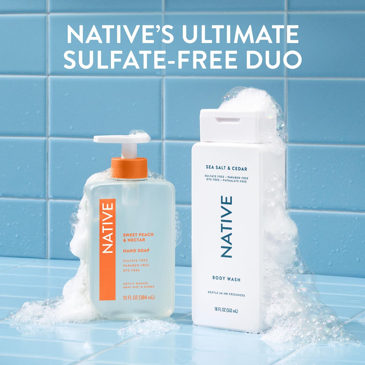 Native Sea Salt & Cedar Scent 24-Hr Refreshing Clean Body Wash for Men & Women, for All Skin Types Incl. Sensitive, Leaves Skin Feeling Clean & Soft, Free of Phthalates, Sulfates & Parabens, 18 oz