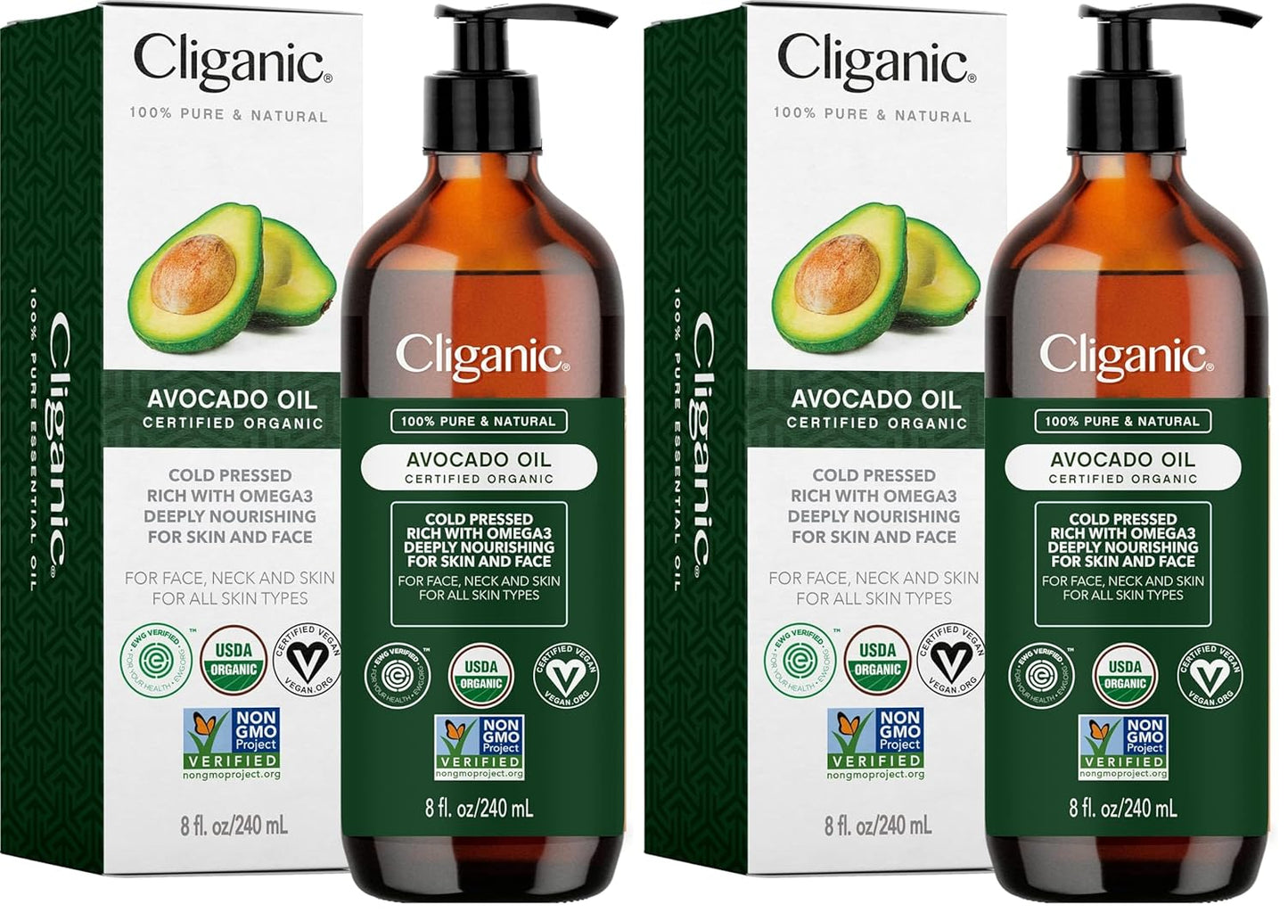 Cliganic Organic Avocado Oil - 100% Pure Nourishing Carrier Oil for Skin & Hair | 8oz