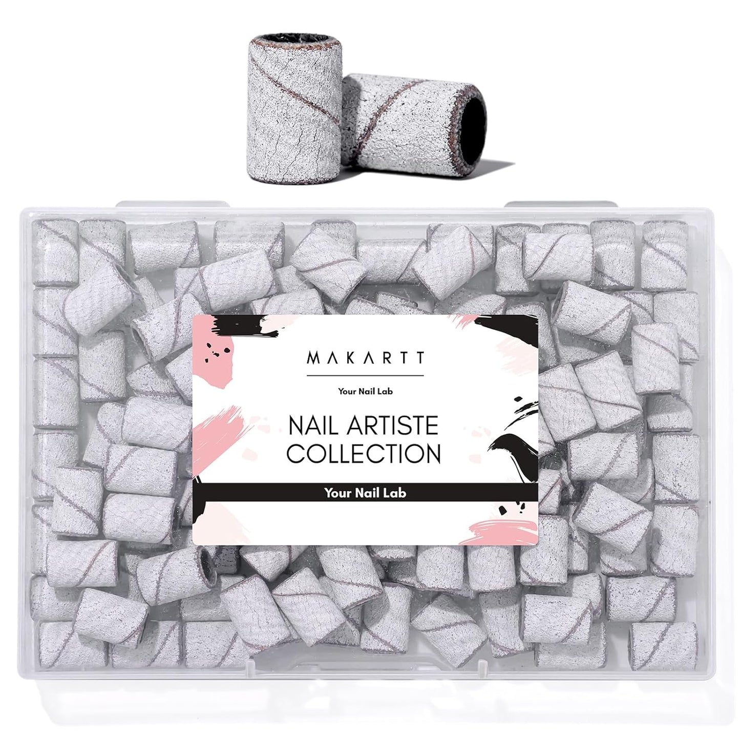Makartt Sanding Bands for Nail Drill - 100 Medium Grit Nail File Bands for Acrylic & Gel Nails | Durable White
