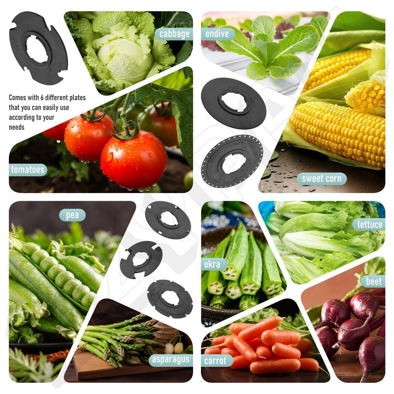 EZYPAK 6 Pack 60009 Optional Se-ed Plate Set Compatible with Earthway 1001-B Garden Seeder, Works for Sweet Corn, Radish, Leek, Asparagus, Spinach, Carrot, Beans, Peas, Beets and More