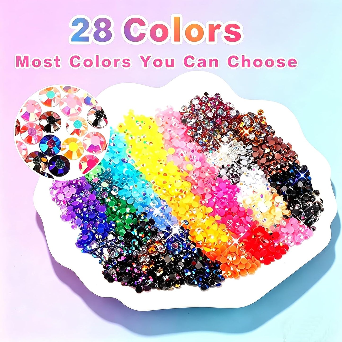Jelly Resin Rhinestones Kit - 34,000 PCS 28 Colors Flatback Gems with B7000 Glue | Perfect for Bedazzling Crafts, Nail Art & DIY Projects