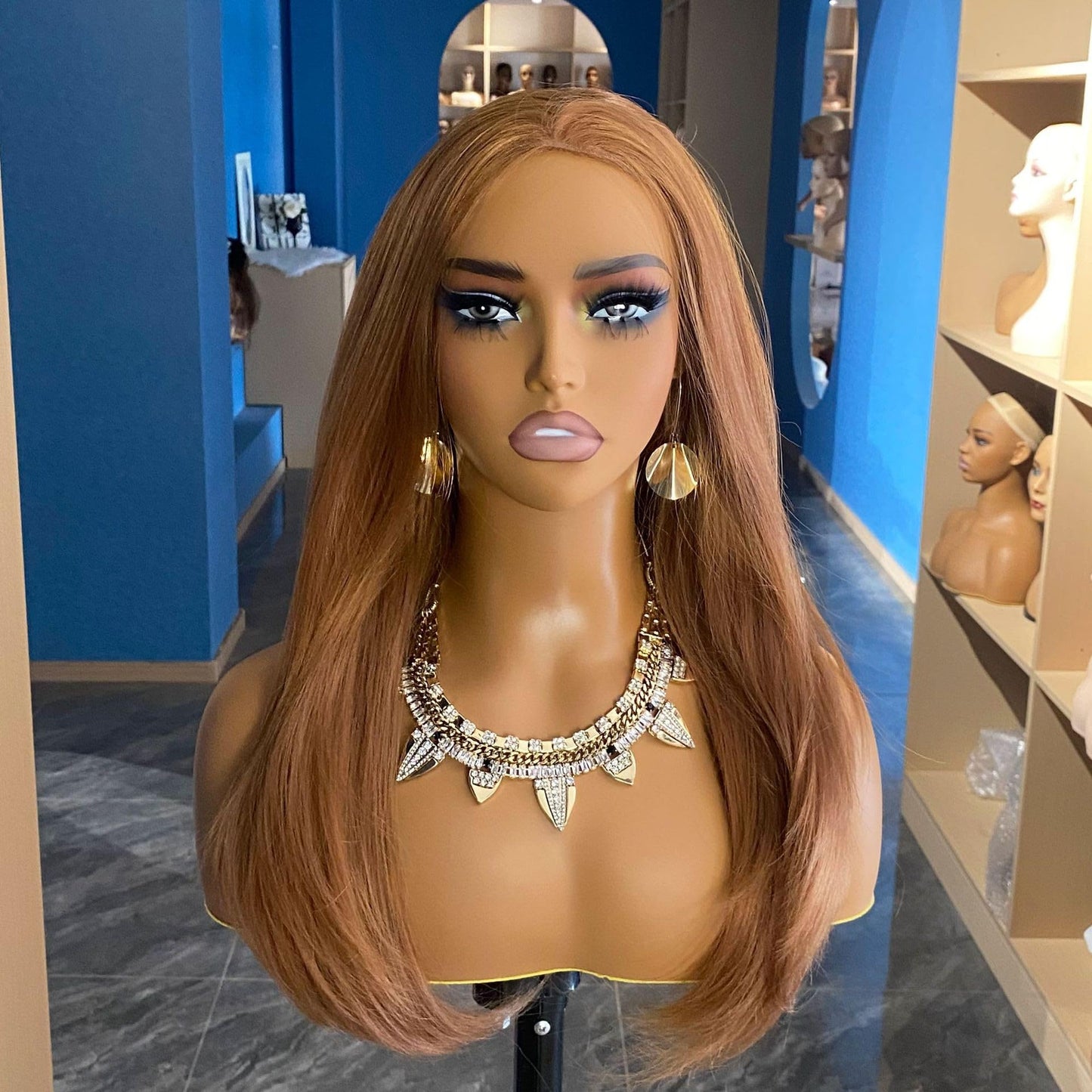 JINGFA Half Body Mannequin Head with Shoulders with Support Hole Realistic Display and Styling for Wigs, Jewelry, Clothing Displaying