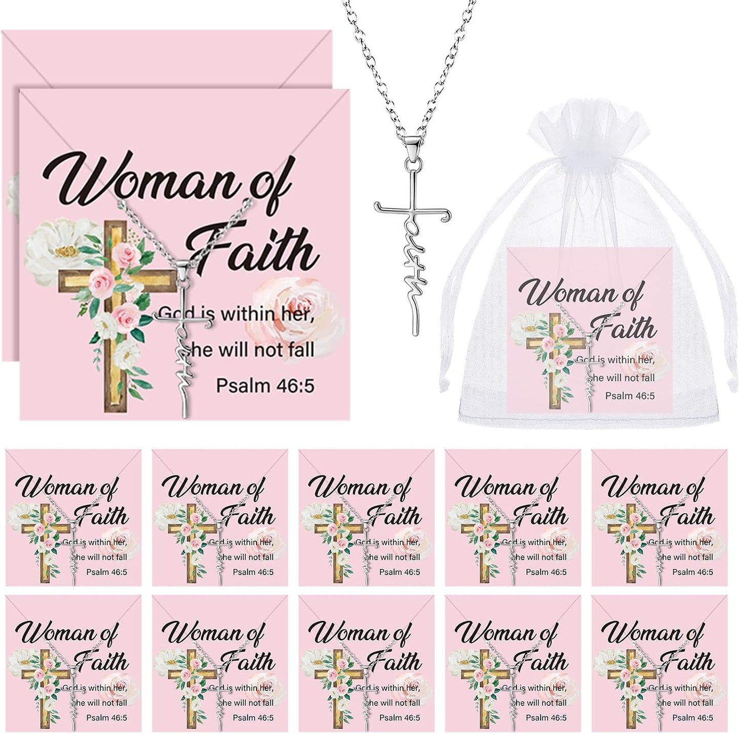 Christian Faith Pearl Necklaces - Elegant Church Gifts for Moms & Women | Bulk Options Available (10/20/40)