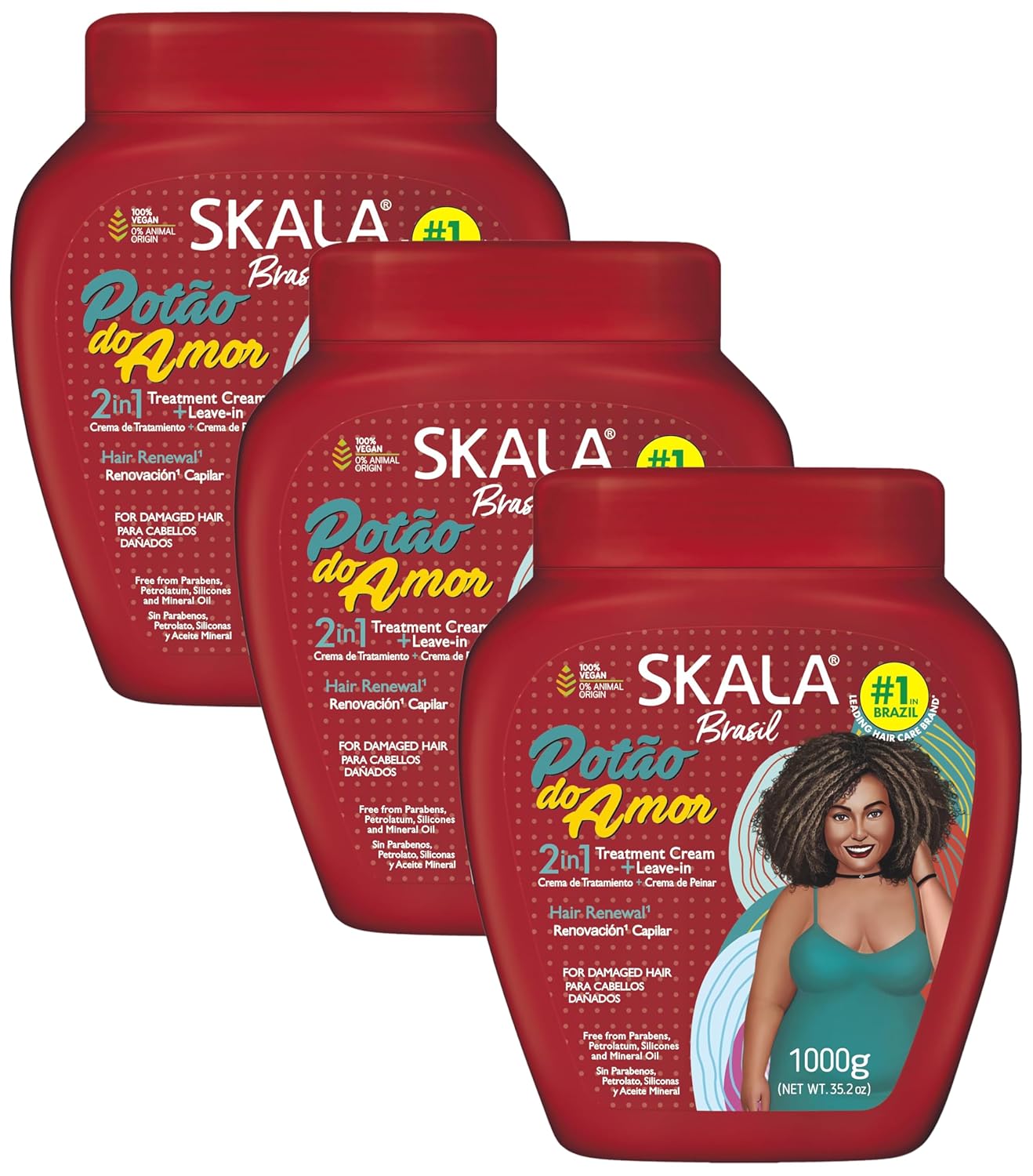 SKALA 2 in 1 Treatment Cream & Leave-In Conditioner | Vegan Hydrating Hair Mask for All Hair Types, 1000g (Pack of 6)