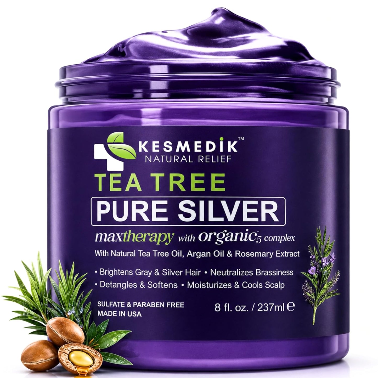 Tea Tree Purple Shampoo & Conditioner Set - Professional Anti-Brass Toner for Gray, Bleached & Blonde Hair | Sulfate-Free, Refreshes Scalp