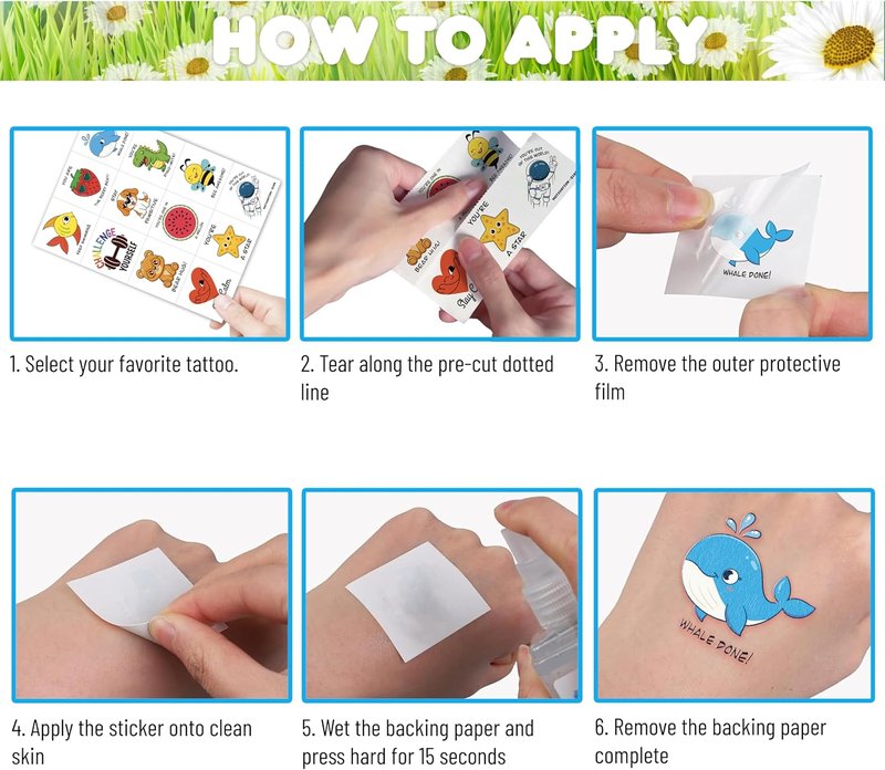 Motivational Temporary Tattoos for Kids - 96 PCS Cute Inspirational Party Favors | School Rewards & Gifts