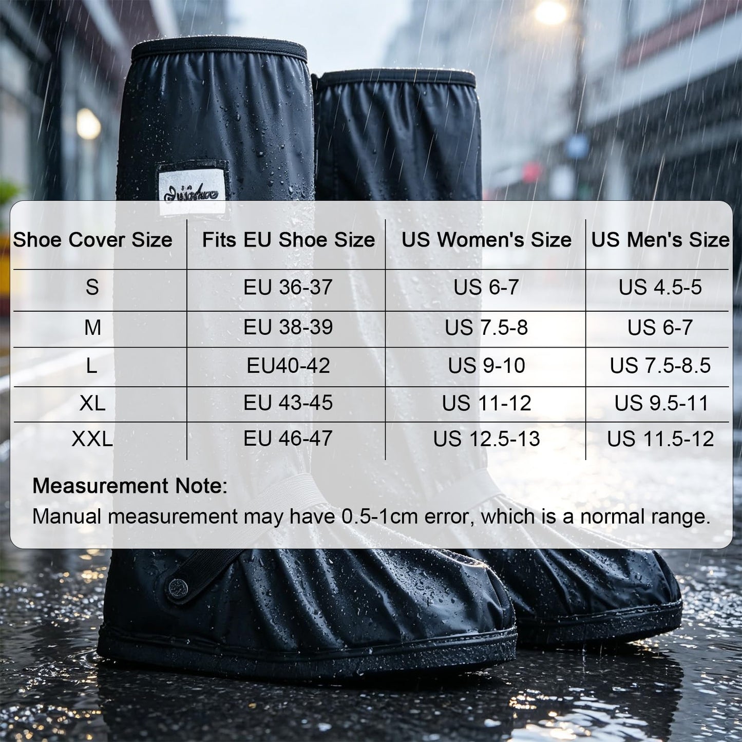 Waterproof Shoe Covers For Rain,Rain Boot Covers With Zipper,Galoshes Shoe Ponchos,Reusable & Foldable,Non-Slip PVC Snow Boot Covers for Men and Women (XL)