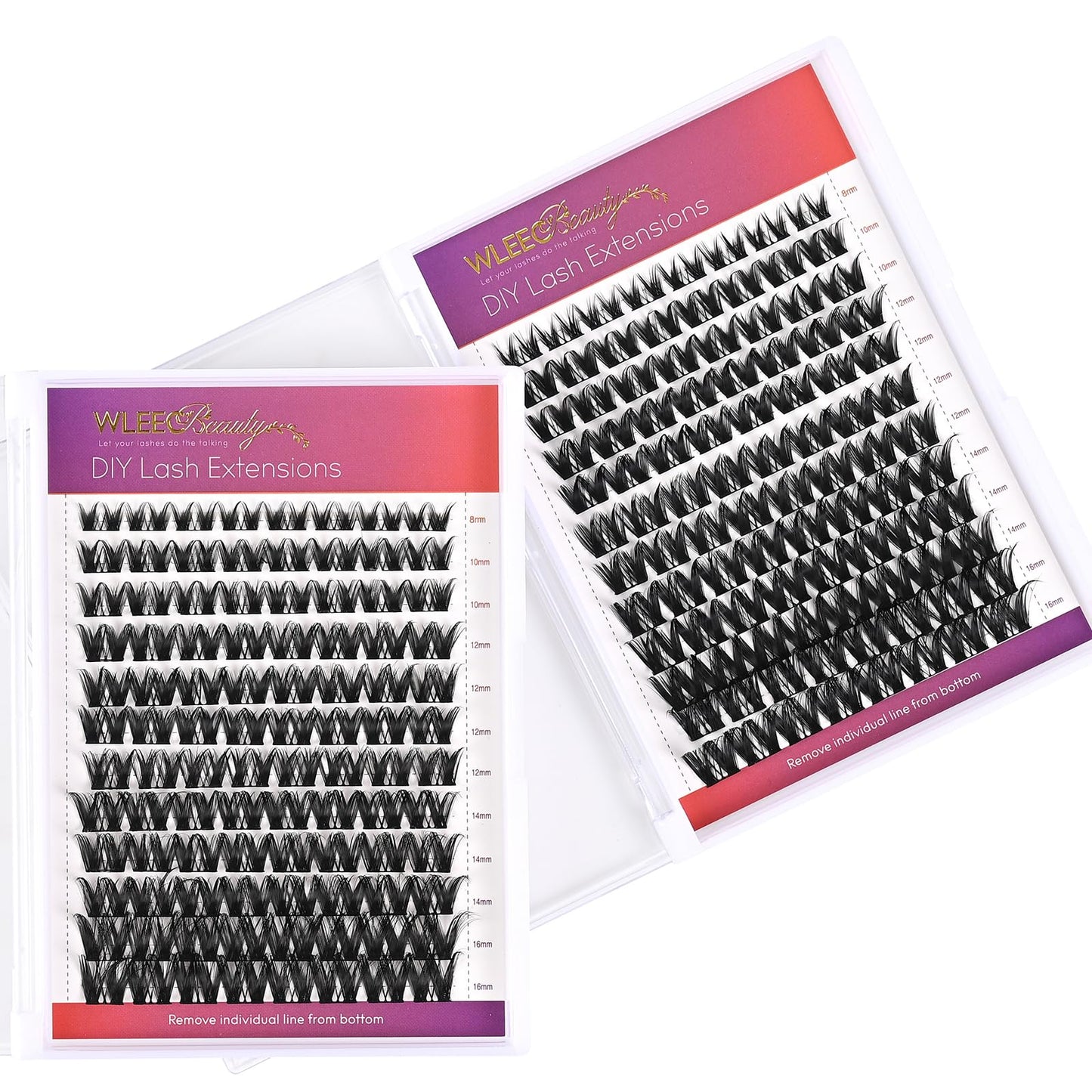 Wleec Beauty Wide Eye Lash Clusters Eyelash, 96PCS DIY Lash Extensions, Individual Lashes Cluster D Curl Eyelash Extensions Wide Band (LC08, Mix 8-16mm)