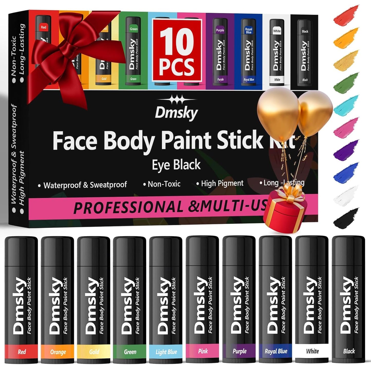 Dmsky Eye Black Sports Stick Kit - 40 Packs Anti-Glare Waterproof Paint for Football, Baseball & Softball | 20 Colors
