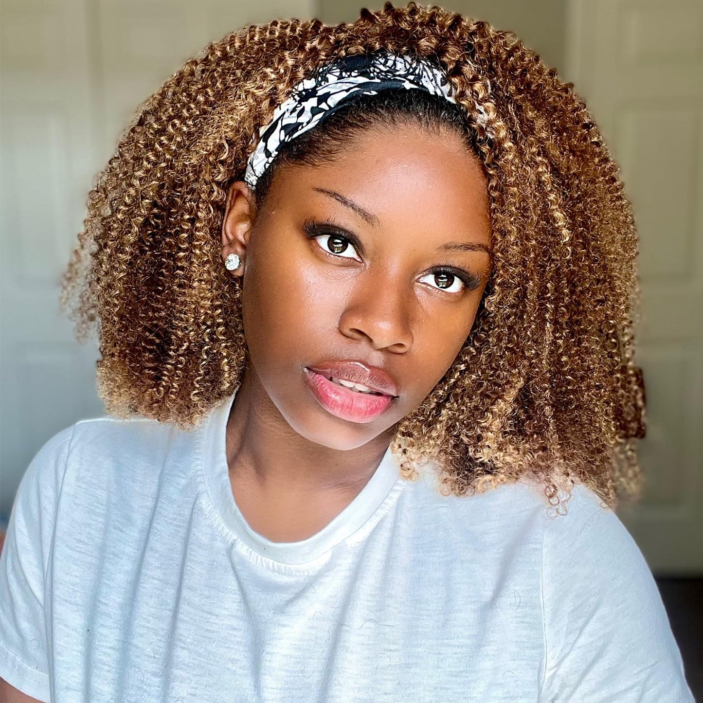 Afro Kinky Curly Half Wig - 18 Inch Glueless Drawstring Band | Seamless Flip Over for Easy Wear
