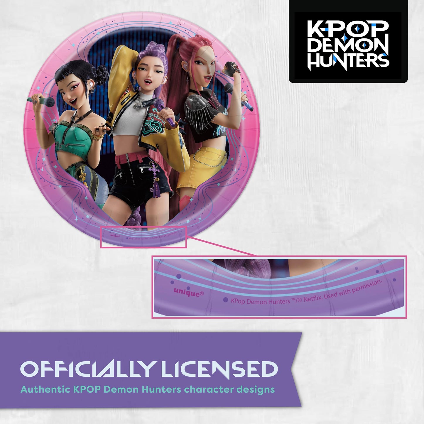 Unique KPop Demon Hunters Plates and Napkins for 32 | KPop Demon Hunters Birthday Decorations for Party | Officially Licensed