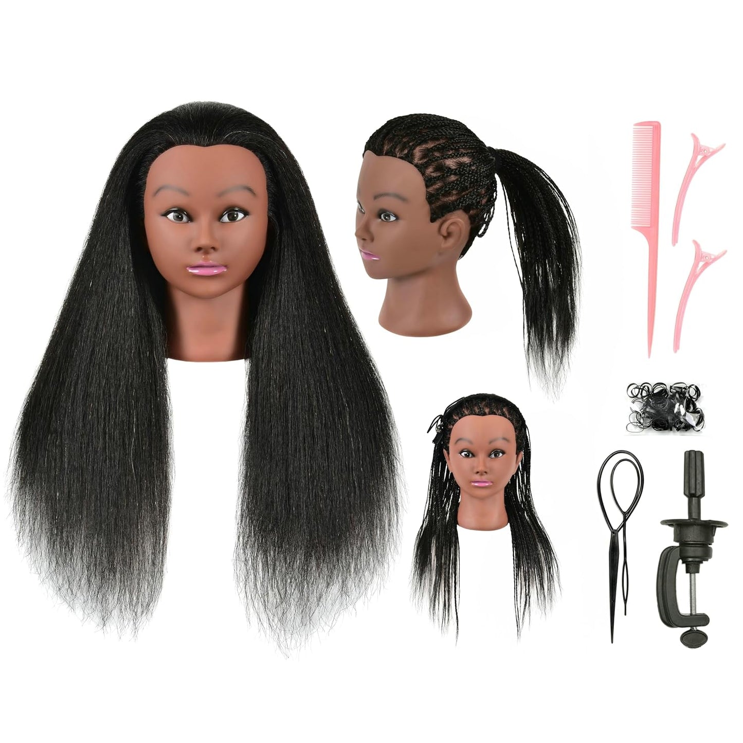 Human Hair Mannequin Head - Realistic Styling Practice Doll with Stand for Cosmetology | Ideal for Braiding & Hairdressing