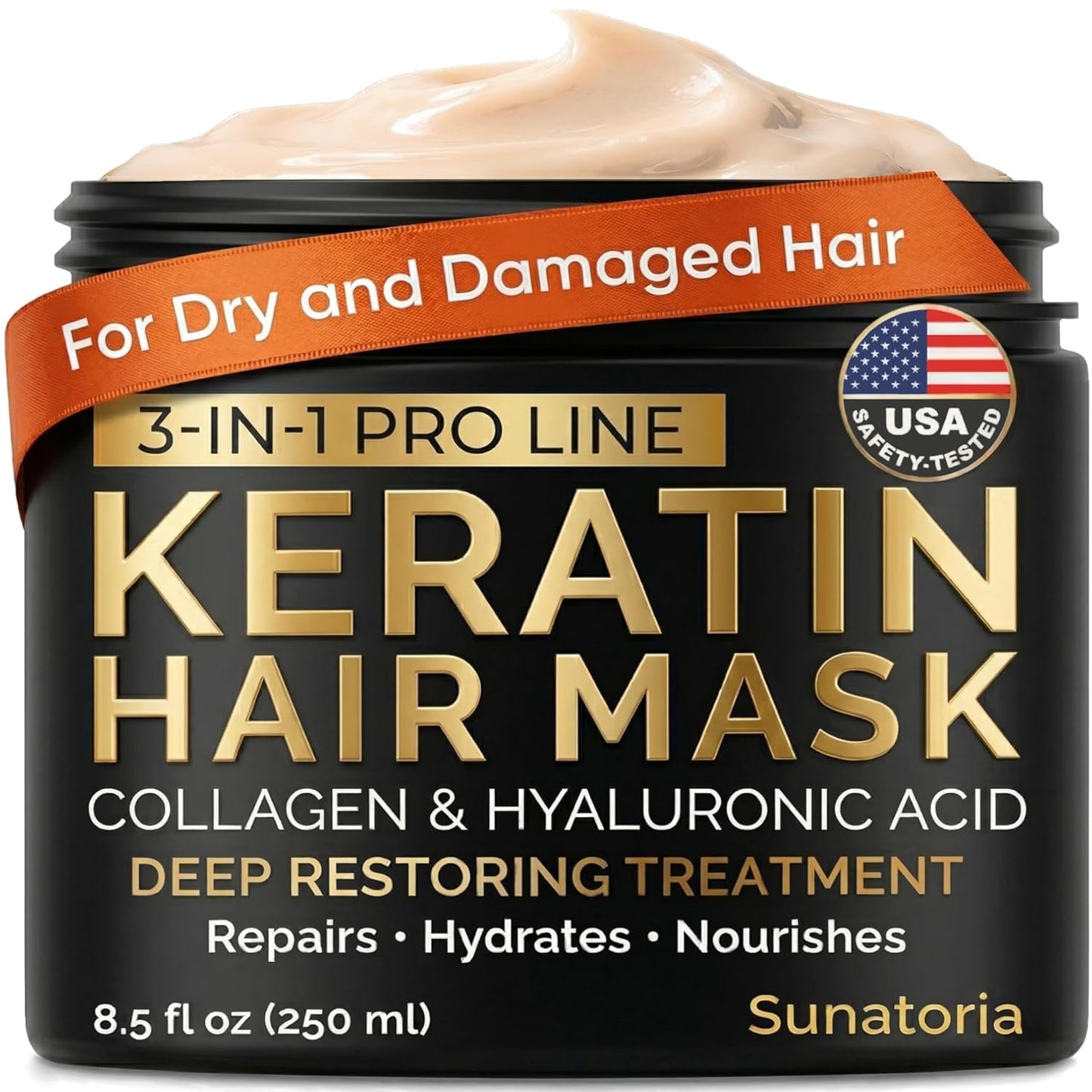 Argan Oil Hair Mask with Keratin - Deep Conditioning for Dry, Dull, Frizzy Hair | 8.5 Fl Oz