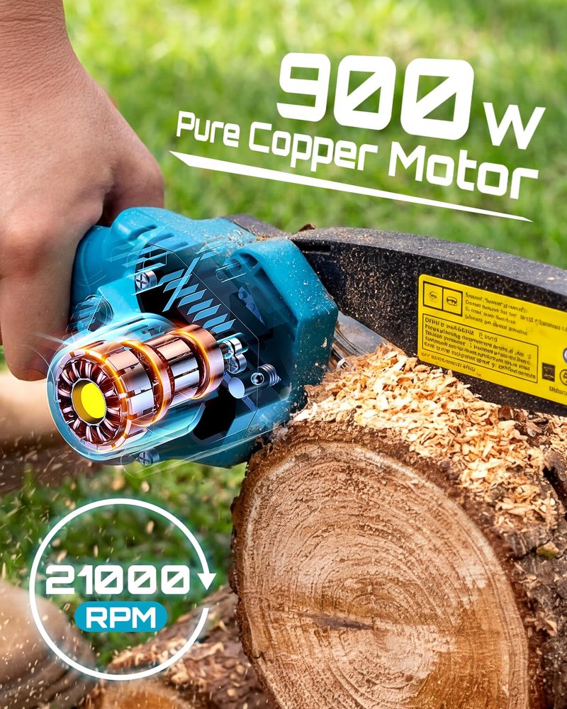 Seesii Mini Chainsaw, 6-inch Mini Chainsaw Cordless, Handheld Electric Power Chain Saw with 2 Batteries, for Tree Trimming Wood Cutting, Best Gifts for Father, Dad, Husband, Men