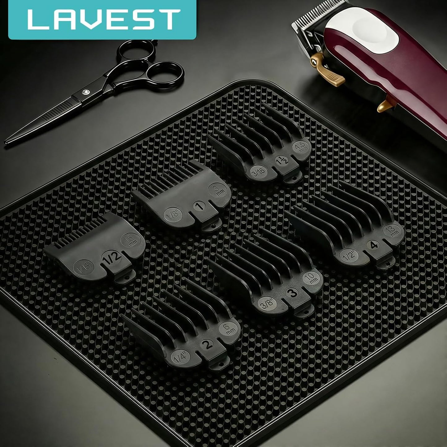 Clipper Guards Set - Compatible with Wahl Clippers | 6-Piece Replacement Set, 1/16" to 1/2", Black