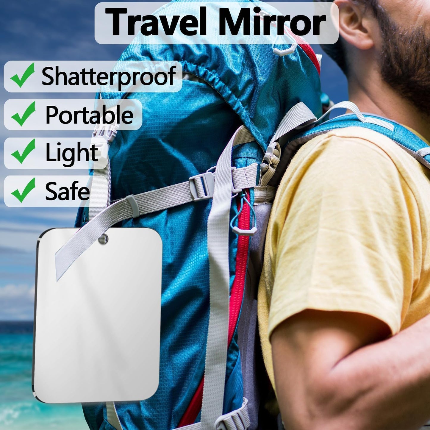 JEIAKONJI Shower Mirror for Shaving, Shower Mirror for Shaving Men(9.8 x 7.8 Inch); Small Wall Mirrors for Showers, Shatterproof Plexiglass Makeup Mirrior, Travel Camping Showers Mirrors