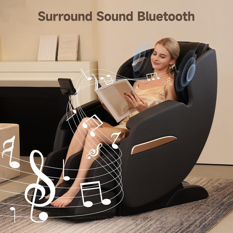 Real Relax 2D SL-Track Massage Chair - Full Body Zero Gravity Recliner with 8 Auto Modes & Upgraded LCD Screen | Black