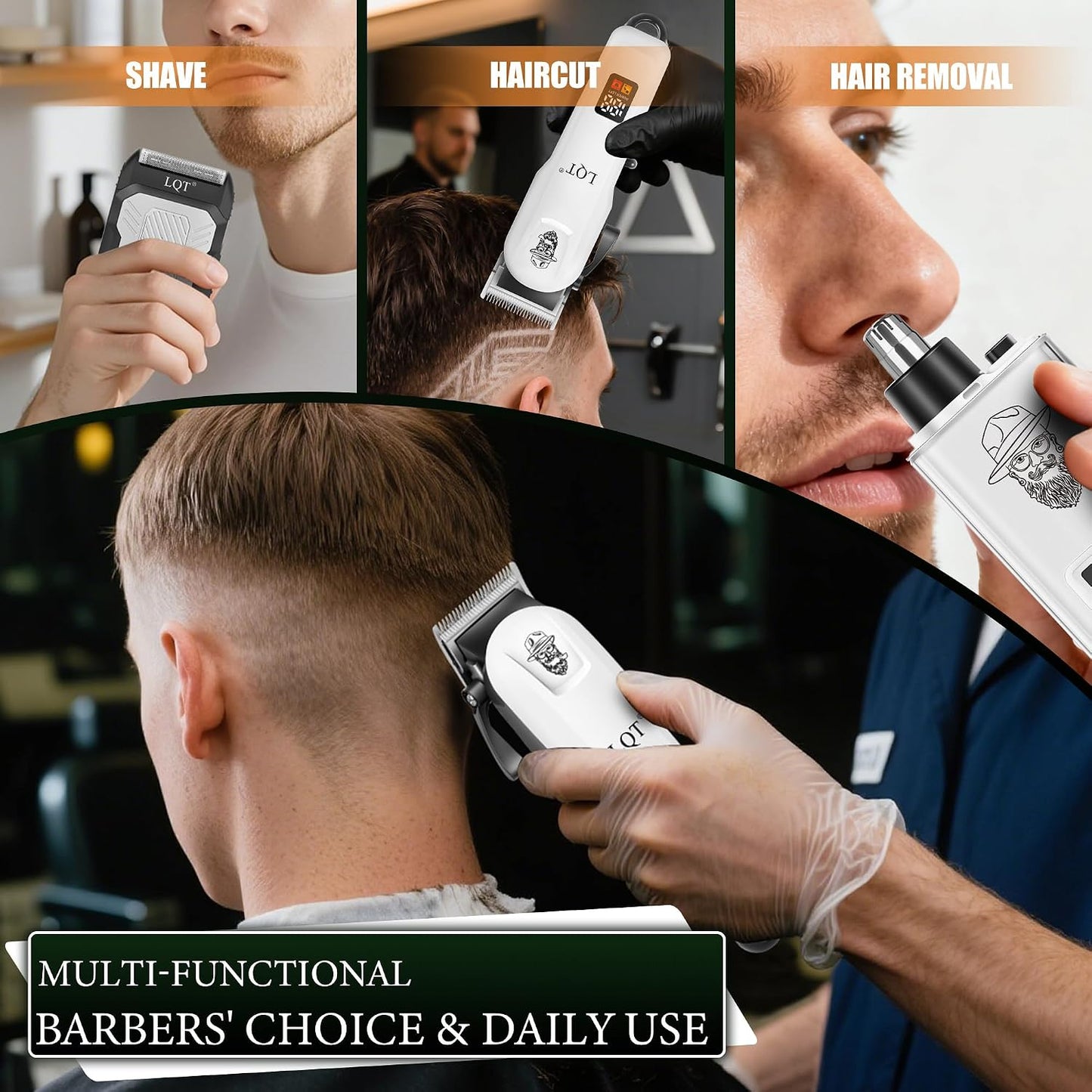 Hair Clippers for Men - Professional 3-Piece Grooming Kit with LED Display | Cordless Hair Clipper, Foil Shaver & Nose Trimmer